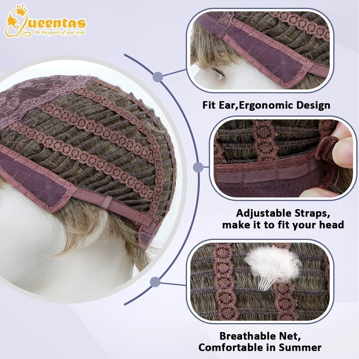 QUEENTAS Men Wig Short Blonde Brown Wigs for Men Natural Cosplay Synthetic Hair Wig image number 2