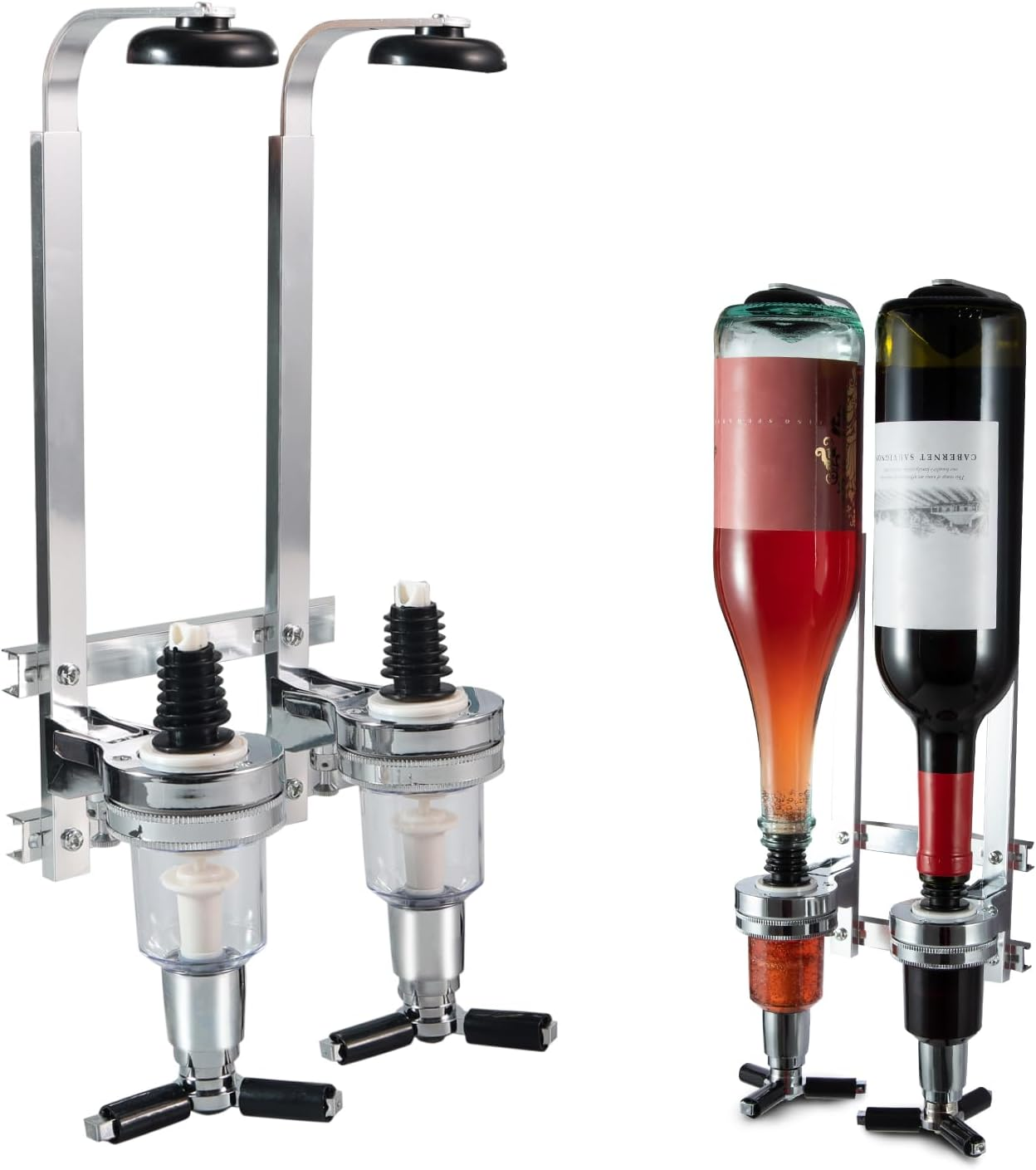 3 Bottle Wall Mounted Liquor Dispenser Bar Butler Bracket Solo Optic Spirit Wine Beer Alcohol Bottle Beverage Stand Revolving Nozzle Drinkware Set