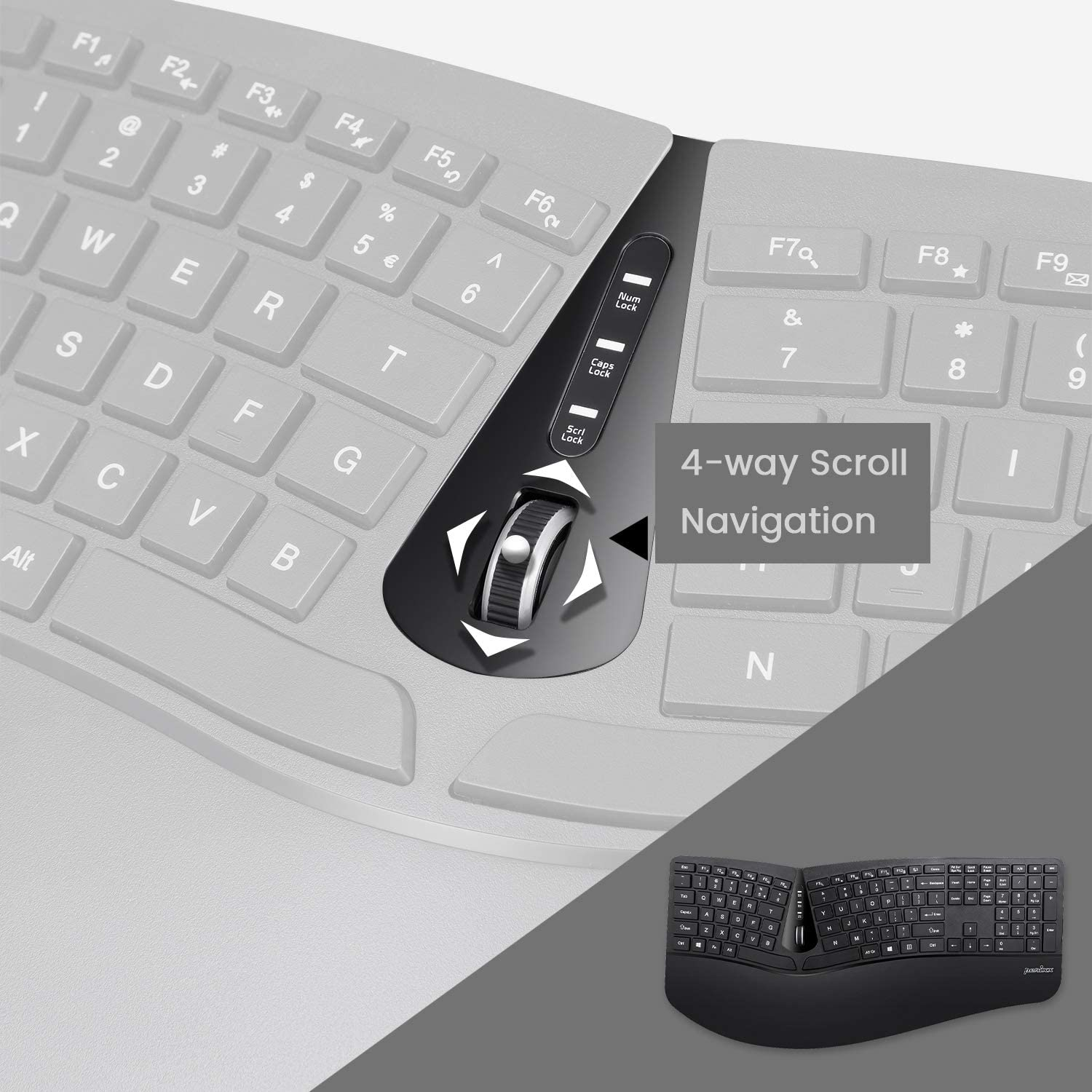 Perixx Periduo-605, Wireless Ergonomic Split Keyboard and Vertical Mouse Combo, Adjustable Palm Rest and Membrane Low Profile Keys, UK QWERTY image number 4