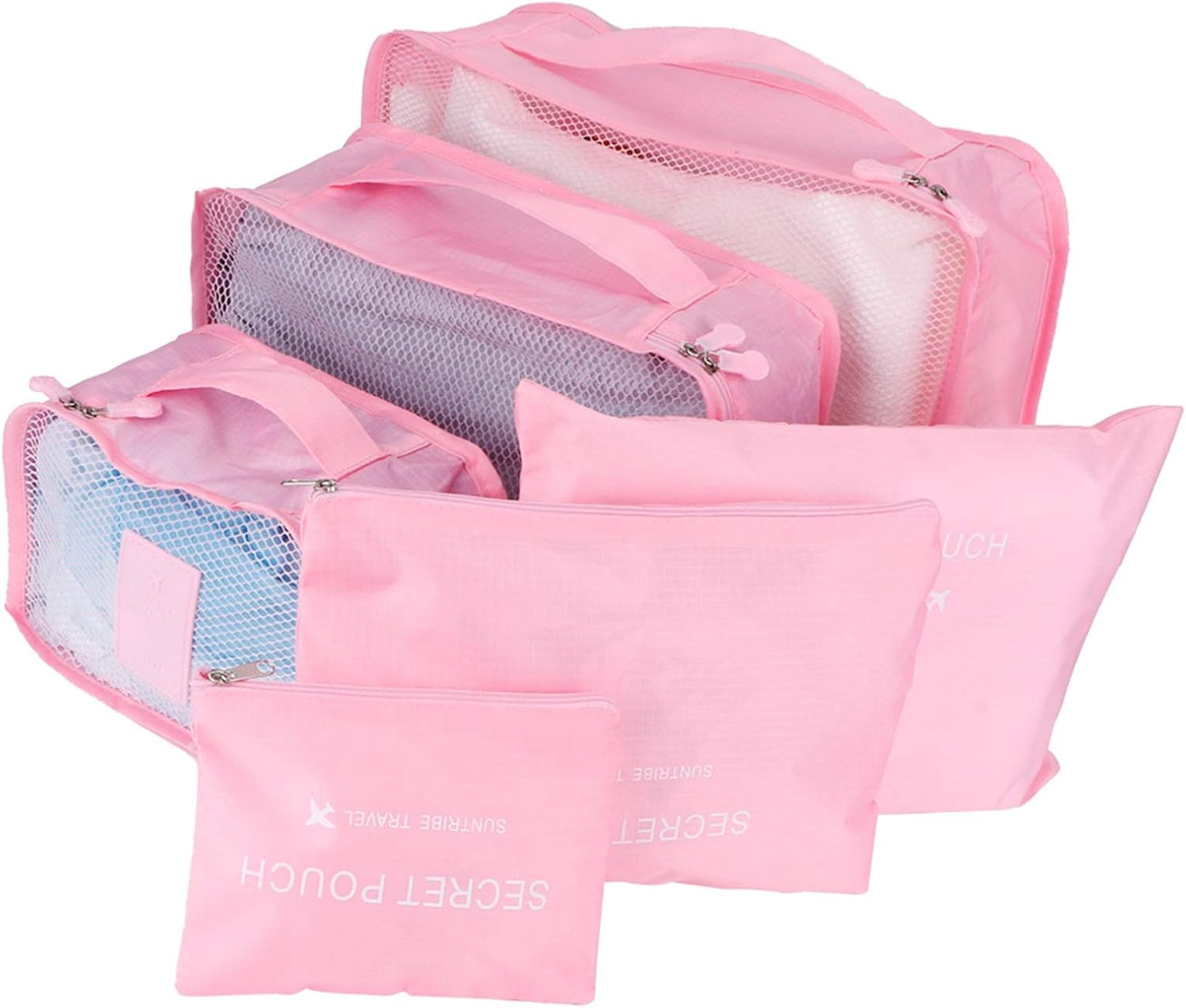 6Pcs Travel Clothing Organizer Bags with Breathable Net Cloth Multi-Size Set Spacious Interior Lightweight for Suitcase Packing Hiking Camping Gym Traveling Men Women Kids image number 1