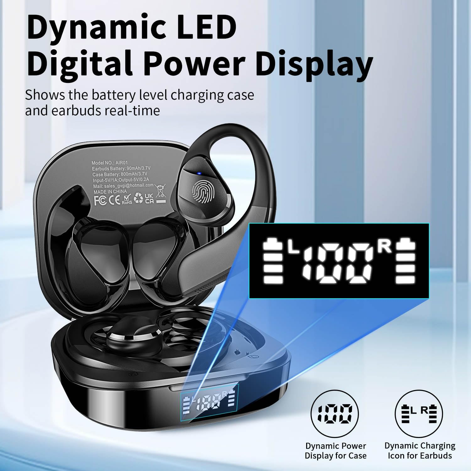 BANIGIPA Open Ear True Wireless Earbuds, Bluetooth 5.3 Headphones W/Immersive Premium Sound, IP54 Waterproof Open-Ear Earbud W/Dsp Noise Cancelling Mic for Sports Long-Lasting Comfort, 50H Playtime image number 1