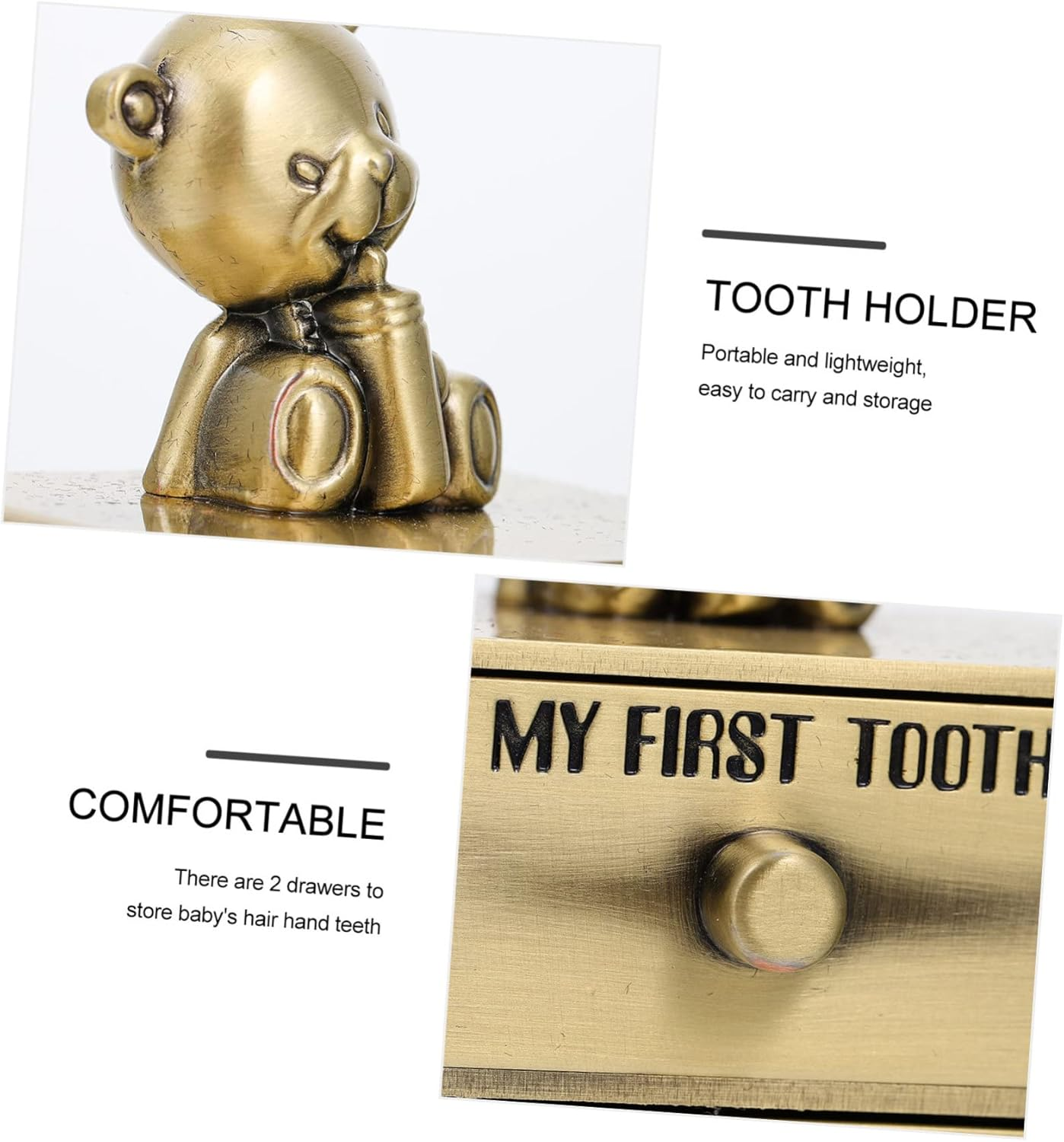 Baby Tooth Collection Box and Deciduous Teeth Storage Organizer for Infants Drawer-Style Keepsake Box in Vintage Green for Preserving and Childhood Memories