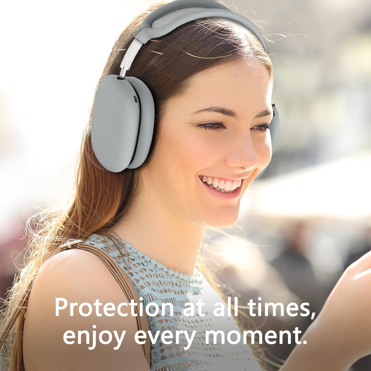 Silicone Case Cover for Airpods Max Headphones, Anti-Scratch Ear Pad Case Cover/Ear Cups Cover/Headband Cover for Airpods Max, Accessories Soft Silicone Skin Protector for Apple Airpods Max (Gray) - Gray-M image number 2