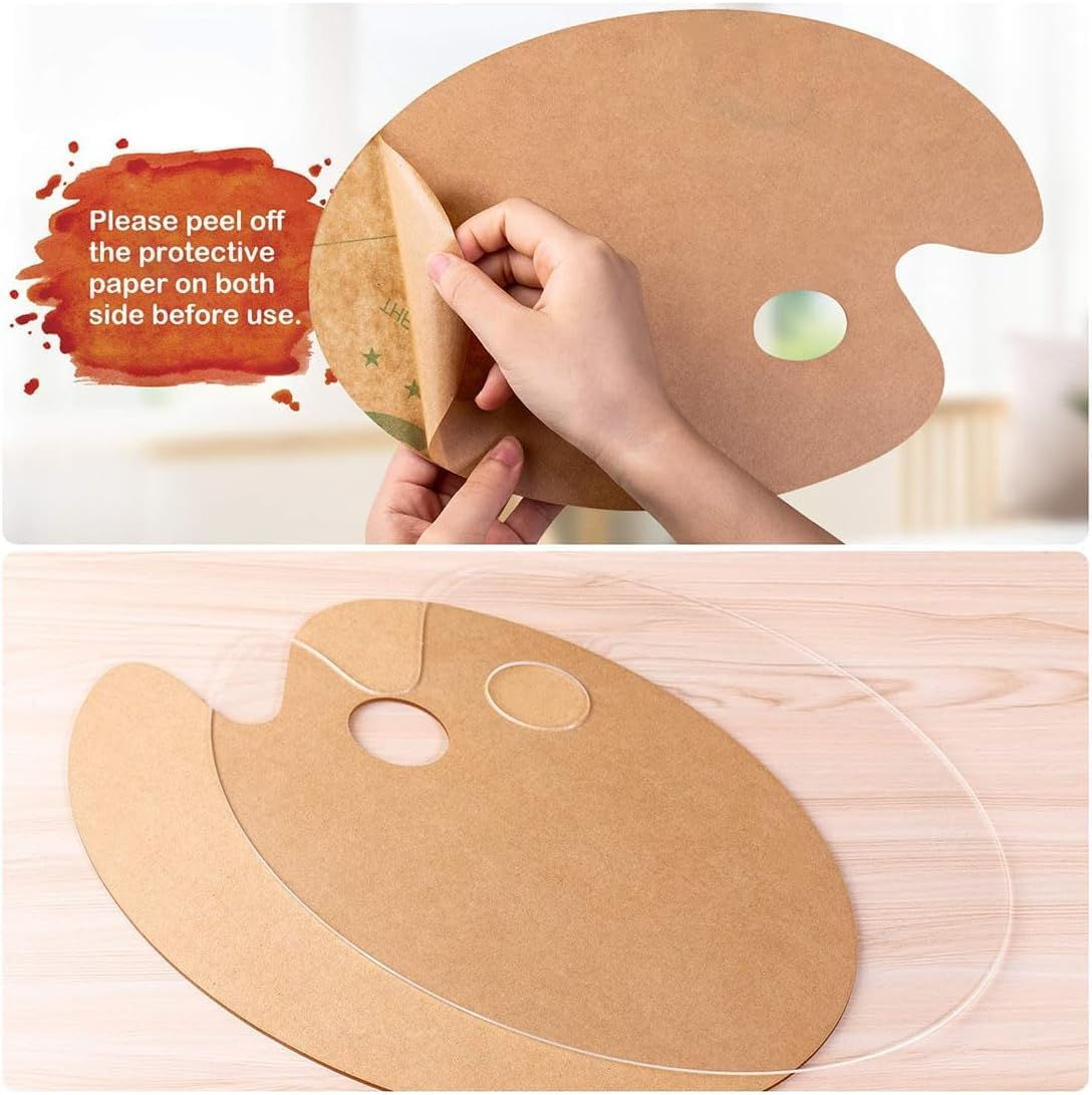 Clean Paint Palette with Thumb Hole, 3 Pack Non-Stick Paint Palette Tray for Adults Kids, Transparent Easy Clean Oil Paint Mixing Tray for Oil Watercolor Craft DIY Art Painting