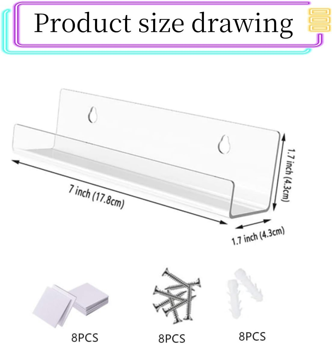 4 Pcs Clear Vinyl Record Wall Mount Shelves,Clear Acrylic Album Record Holder Display, Shelf Mount CD Rack Wall Display, Holder for Album image number 4