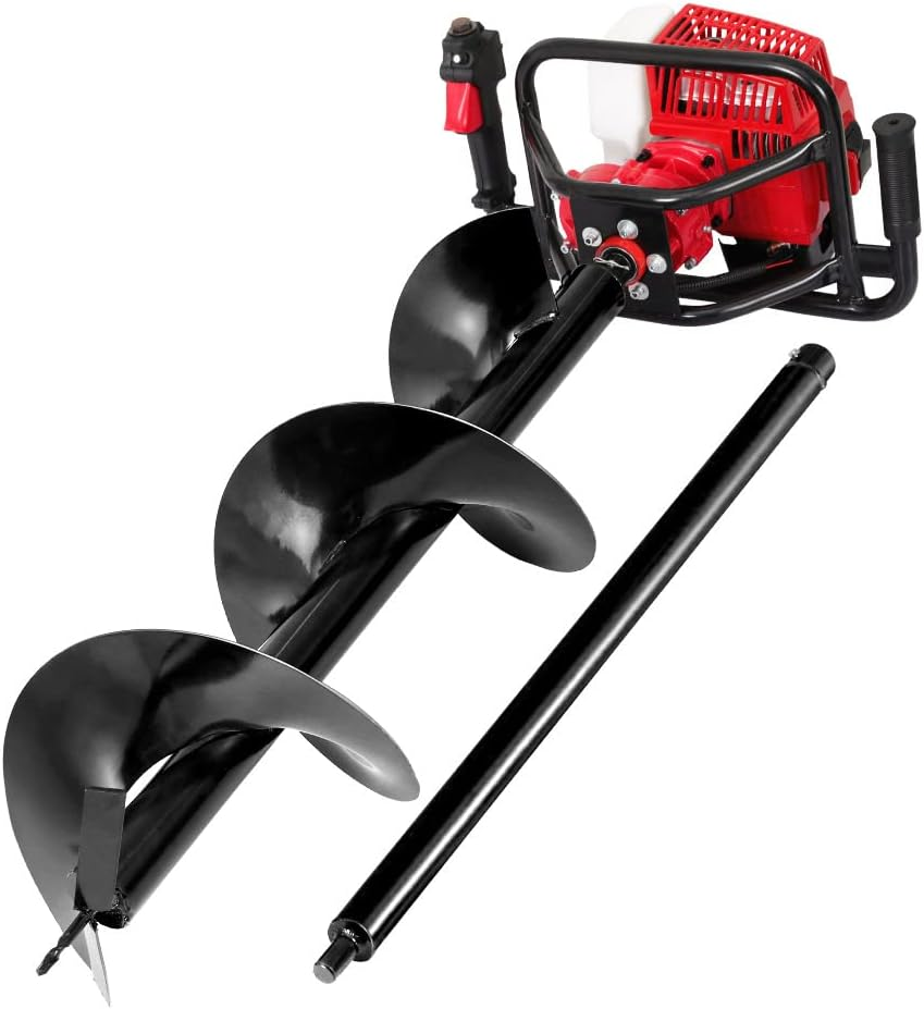 Giantz Post Hole Digger 63Cc Electric Garden Auger Ground Drill Bit Set Power Tools Hand Tool Gardening Accessories Gifts for Seedlings, Flowers Plant Fence Extension, 180Cm Depth and 300Mm Diameter