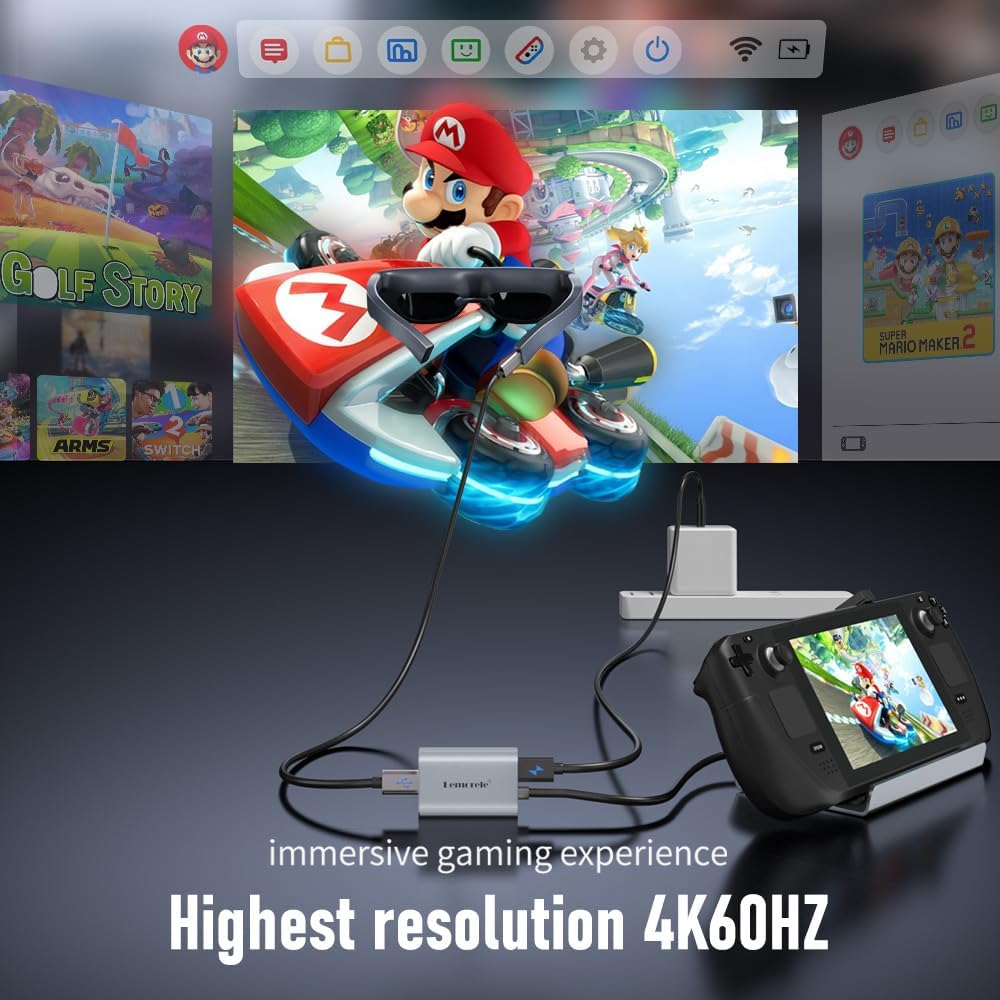 Lemorele HDMI to USB Type C Adapter 4K@60HZ W/Cable Design, Plug and Play, for Rayneo, XREAL Air, Rokid Air, Thunderbird AR, GRAWOOA, Sonny, Switch, Steam Deck, Xbox, PS5, PS4, Google TV image number 5