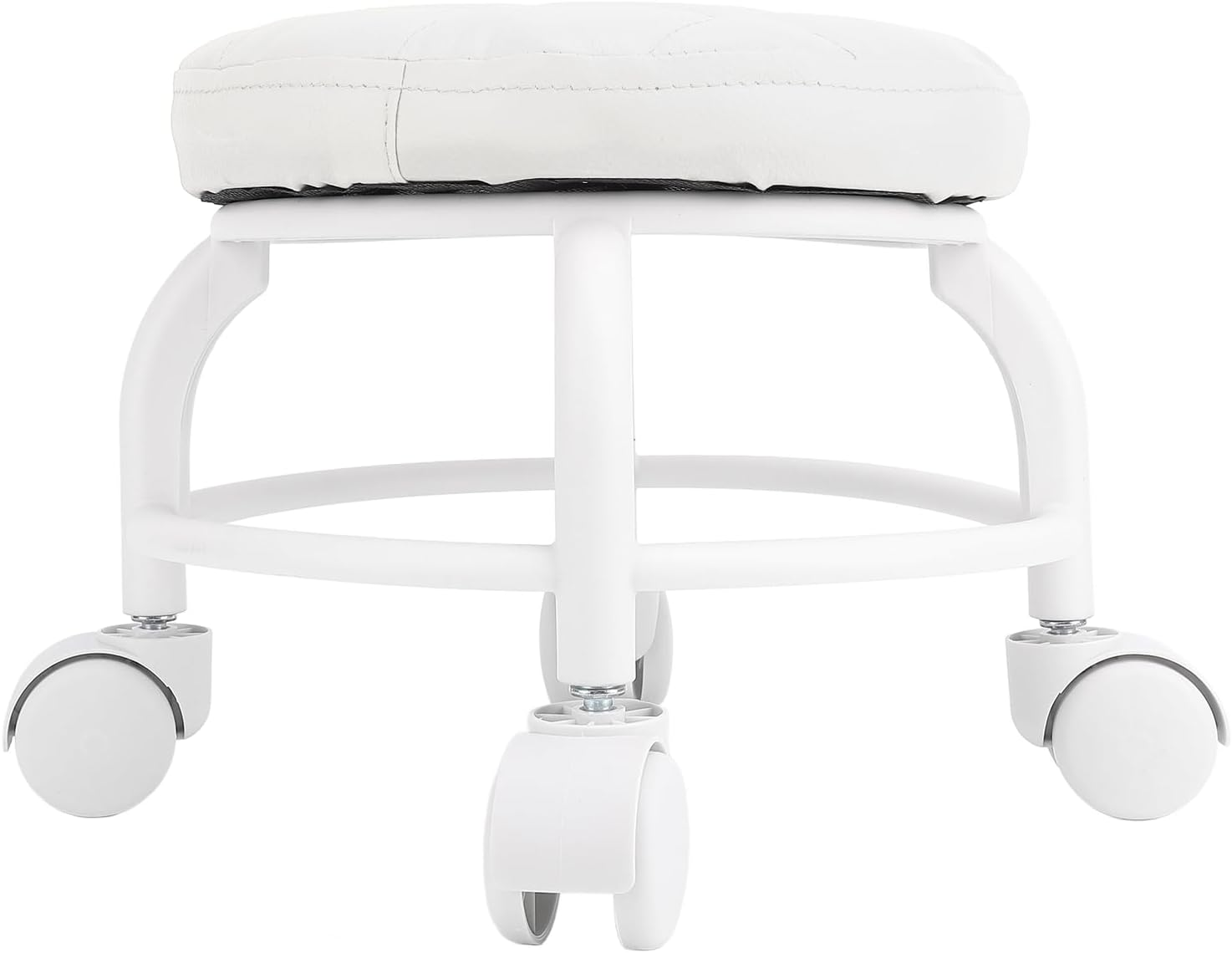 Pedicure Stool with Wheels, Garage Stool Mute Wheel Swivel, Short Stool on Wheels, Low Rolling Stool Chair for Home Office Garage Shop (White) image number 4