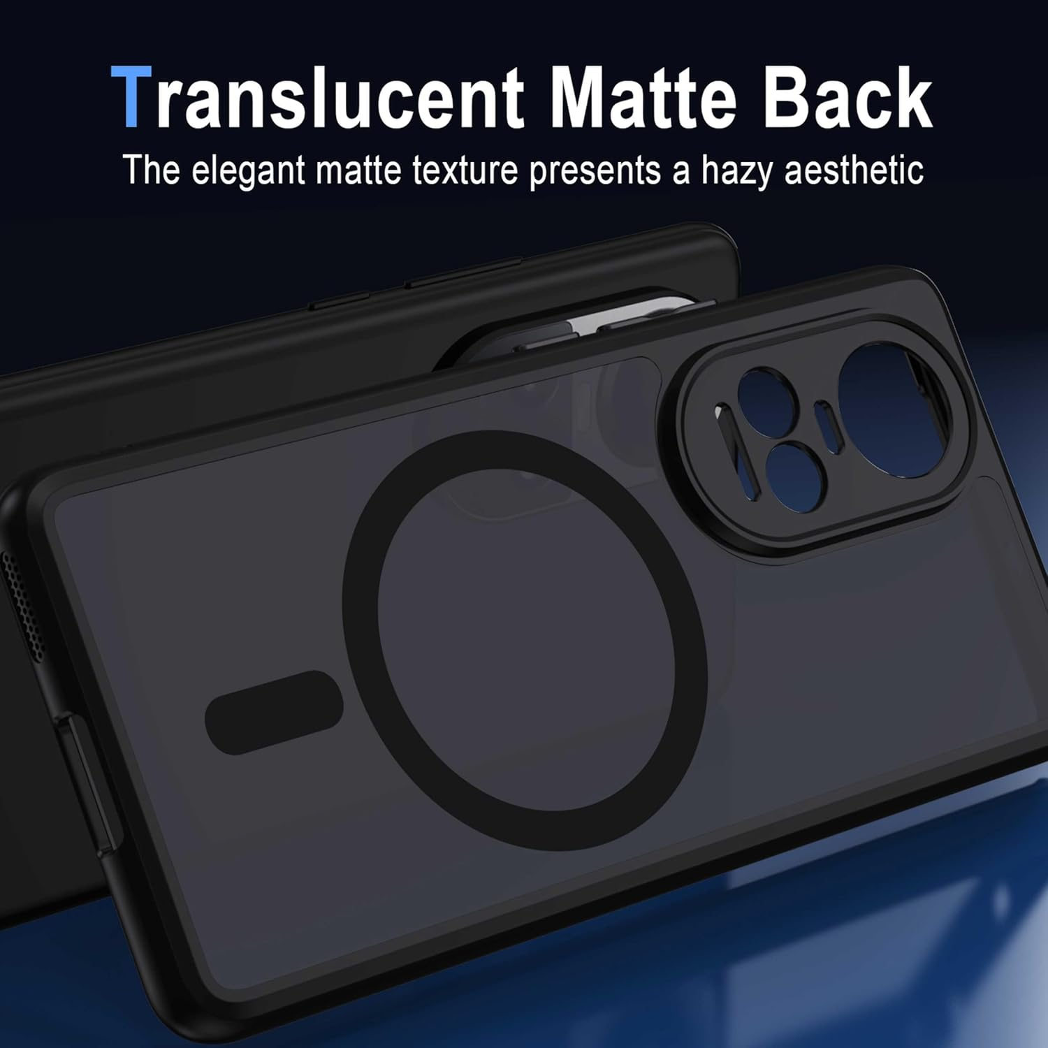XTCASE for Oppo Reno 10 / Reno 10 Pro 5G Case Magnetic Compatible with Magsafe, Matt Translucent Mobile Phone Case for Oppo Reno 10 / Reno 10 Pro 5G Scratch-Resistant PC Back + TPU Bumper - Black image number 6