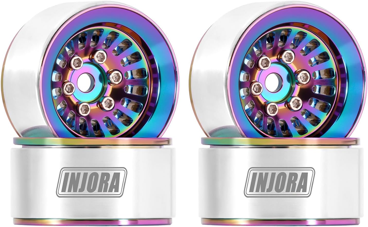 INJORA CNC Aluminium 1.0" Beadlock Wheel Rim for 1/18 1/24 RC Crawler (Full Color) image number 2