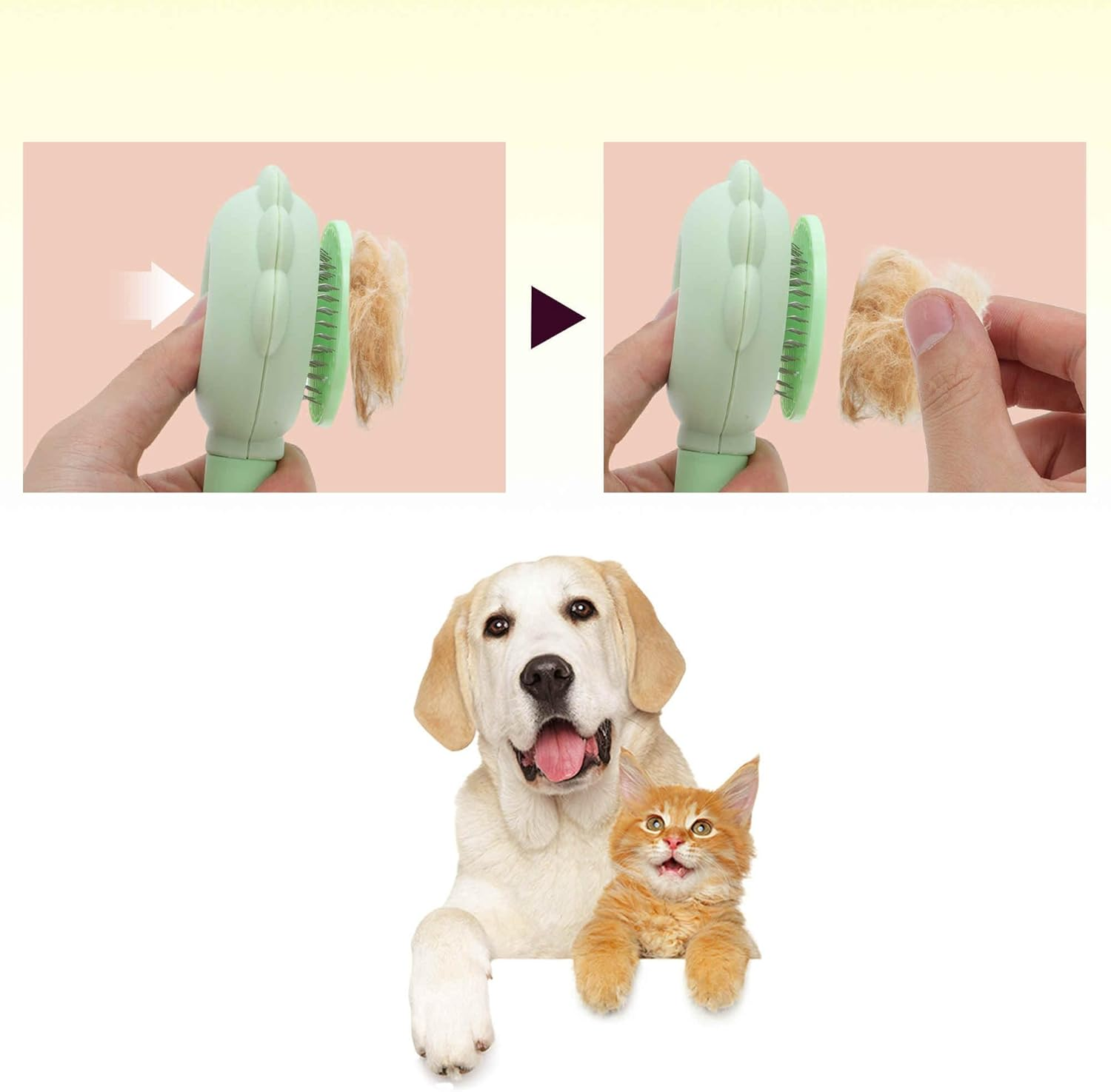 CAPASTEC Pet Brush, Cleaning Brush for Cats and Dogs, Flower Shaped Pet Grooming Brush, Easy Detangling Brush for Hair Massage Indoor and Outdoor, Green image number 5