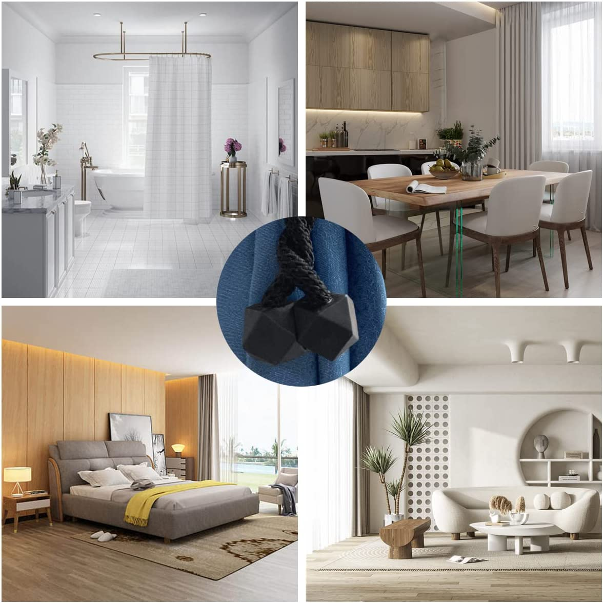 Yatinkim Magnetic Curtain Tiebacks 4 Pack Curtain Tie Back for Curtains Beige Curtains Holdbacks Holder Attachment for Draperies Magnetic Shower Drape Clips Home Decor Indoor - Beige image number 5