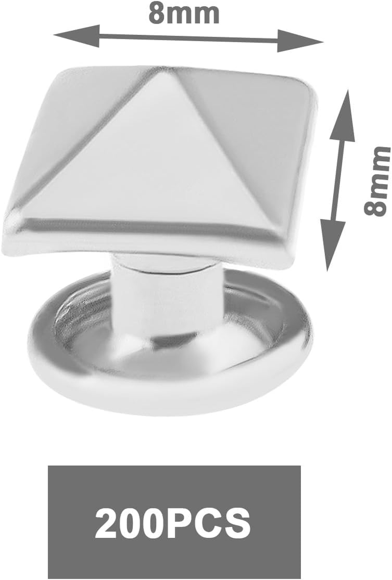 SING F LTD 200Pcs Pyramid Rivets Spike Square Studs Rivets Spike Screw Craft Punk Novelty Jewerly Accessories DIY Decoration for Leather Clothing Shoes 8X8Mm image number 4