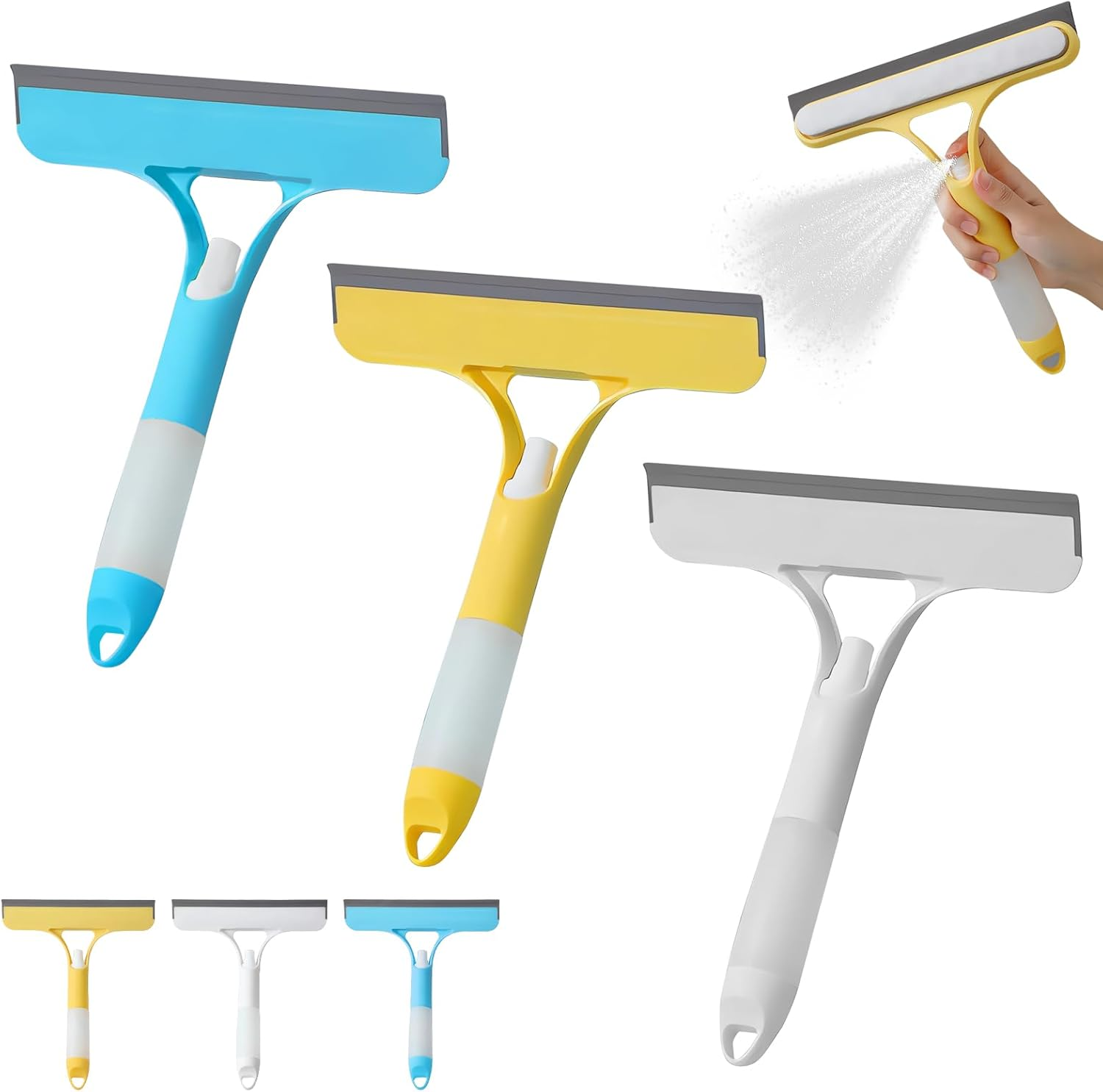 Casbomy 3-In-1 Shower Squeegee, Spray Silicone Squeegee, Shower Squeegee, Double-Sided Cleaning Head and Fillable Window Cleaner, Washing Machine for Mirrors, Bathrooms, Windows, Floors, Glass image number 3