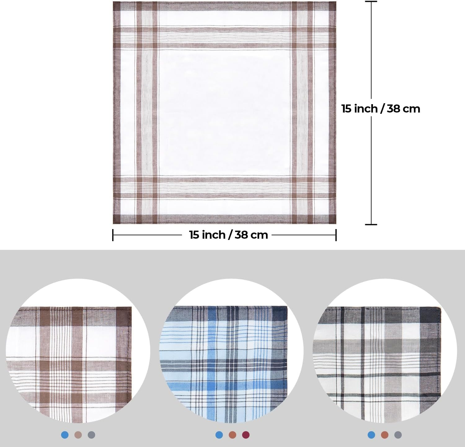 Ohuhu Handkerchiefs Men Cotton, 12 Pack 100% Cotton Handkerchief for Men, Classic Pocket Squares Hankies for Men Women image number 2