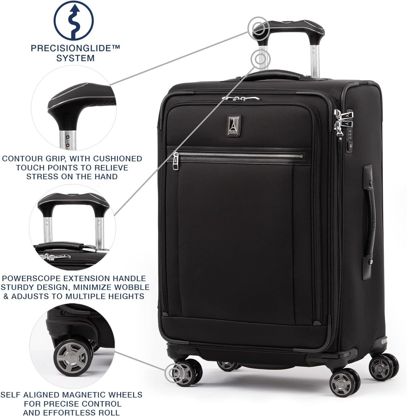 Travelpro Platinum Elite Softside Expandable Luggage 8 Wheel Spinner Suitcase image number 3