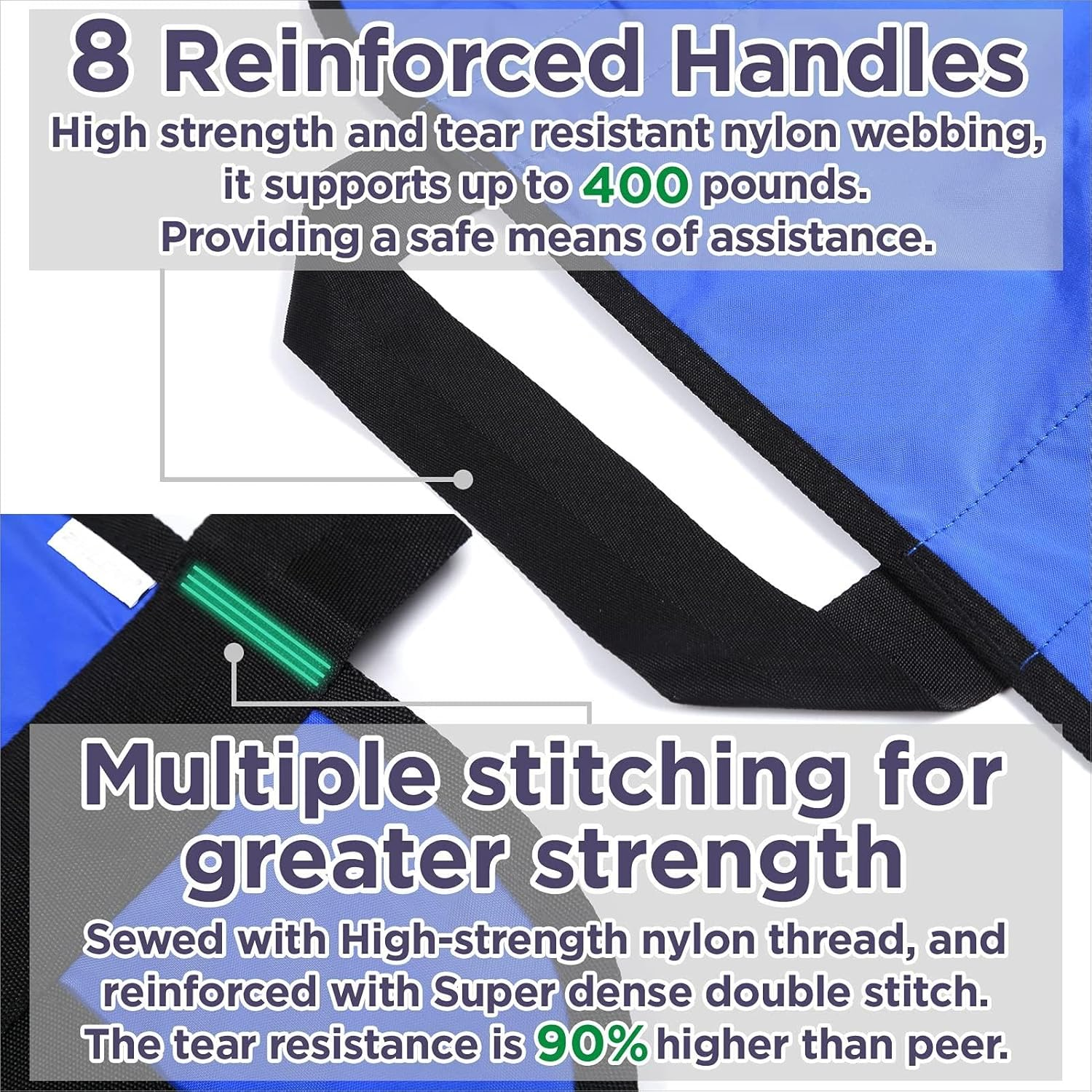 Multipurpose 48" X 40" Positioning Bed Pad with Reinforced Handles - Reusable & Washable Transfer Sheet for Turning, Lifting & Repositioning - Double-Sided Nylon Fabric 1Pack