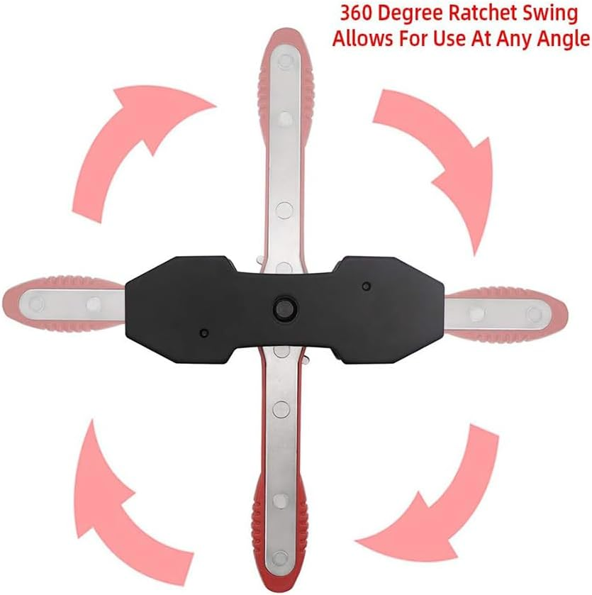 Ratcheting Caliper Piston Tool Set,Brake Caliper Press Tool Car Piston Spreader Pad 360 Degree Swing Ratchet Hand Wrench Expander for Single Twin Quad Disc Brake,Thickened Palm Surface image number 2