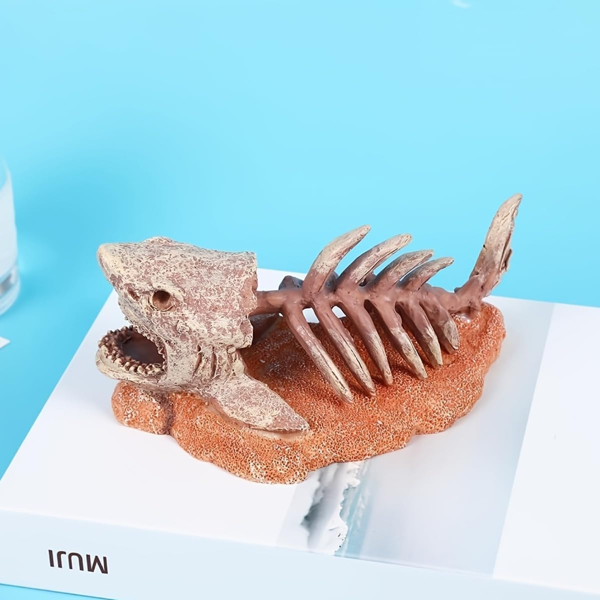 AIMALL Simulation Dinosaur Skull Resin Ornament for Aquarium Fish Tank 3D Rockery Escape Cave Aquatic Landscape Decor Beige Fossil Skull 6.68X3.14X3.14In image number 2