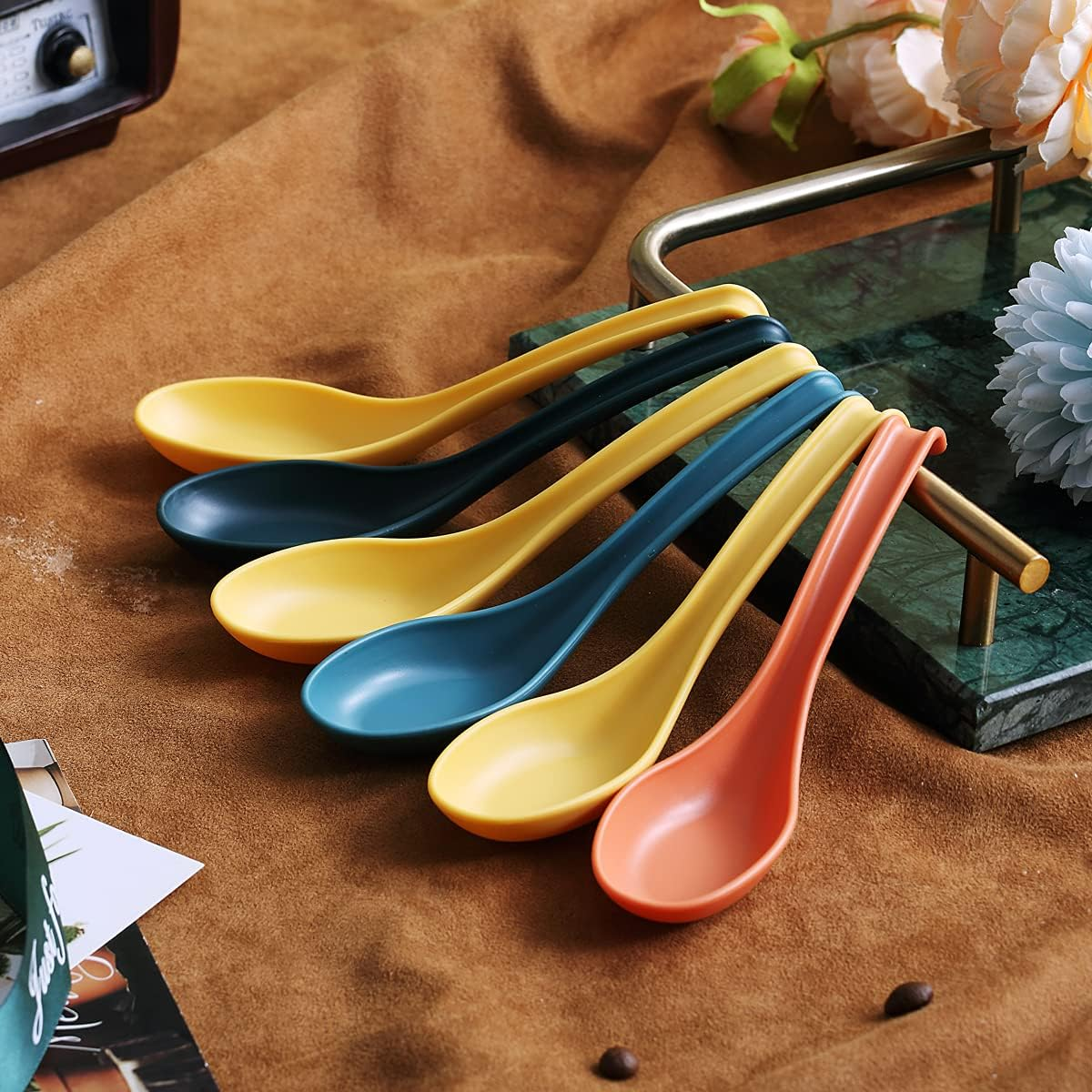 Evanda Plastic Soup Spoon of 12 Pieces, Unbreakable Reusable Dinner Spoon for All Purpose and All Age Microwave Safe BPA Free Dishwasher Safe (Mix Color) image number 2