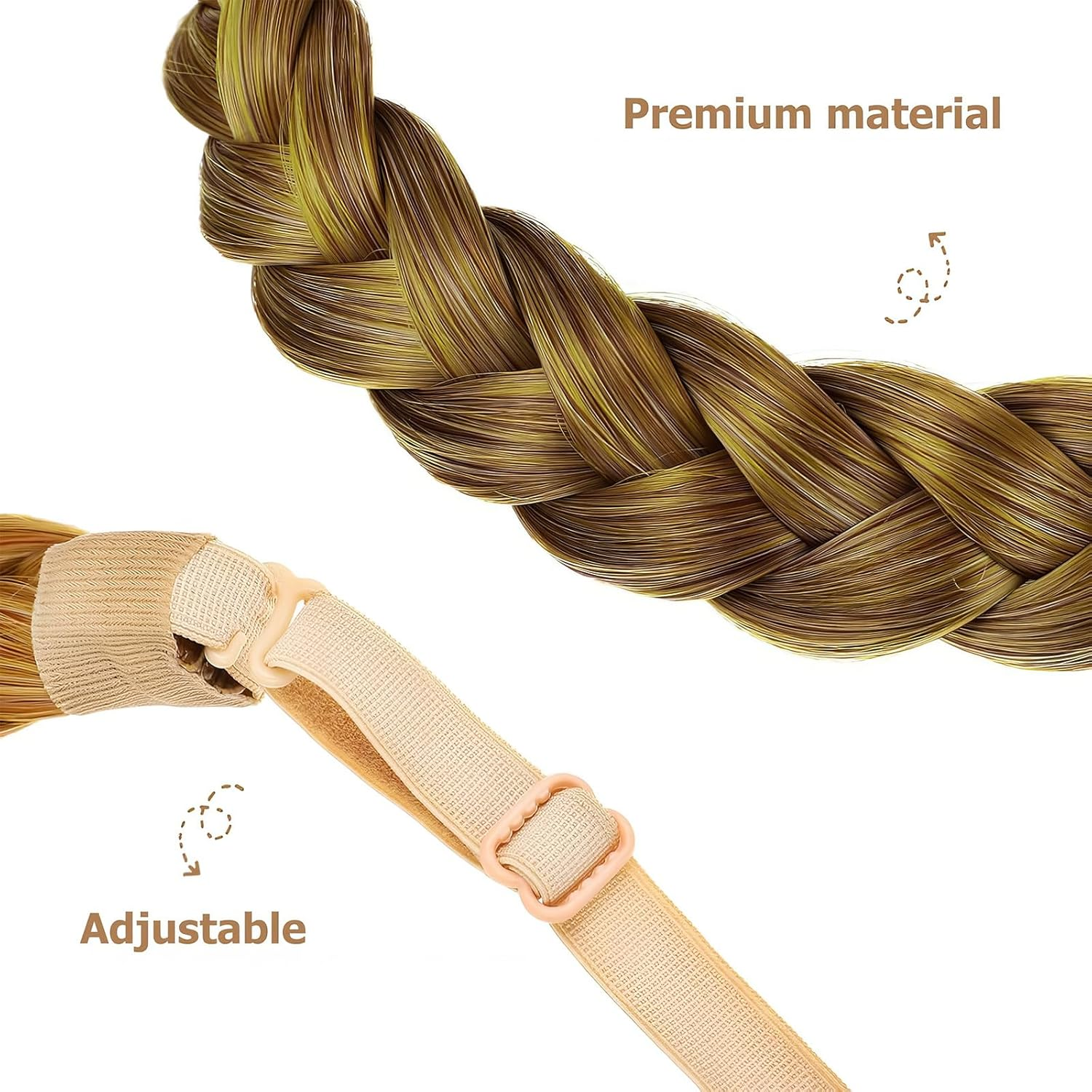 DHWEKU Costume Headband Dirndl Hair Band Braided Headband Women'S Braided Headband Hair Band 3 Strands Synthetic Hair Costume Headband Hairpiece for Wedding Christmas image number 6