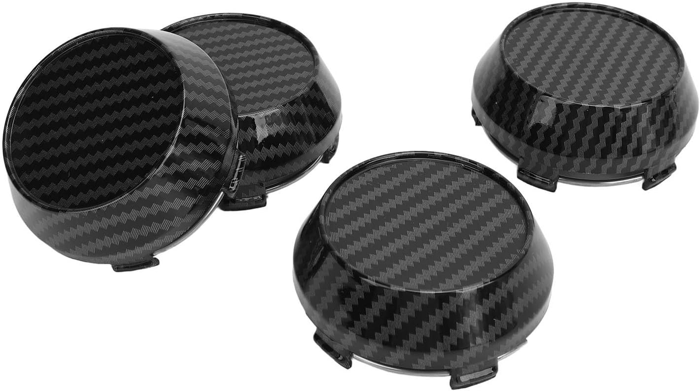 60Mm Carbon Fiber Style Wheel Center Caps Set of 4 for Universal Fit Vehicle, ABS Material High Gloss Tyre Rim Hub Caps Cover for Enhanced Visual Appeal And image number 3