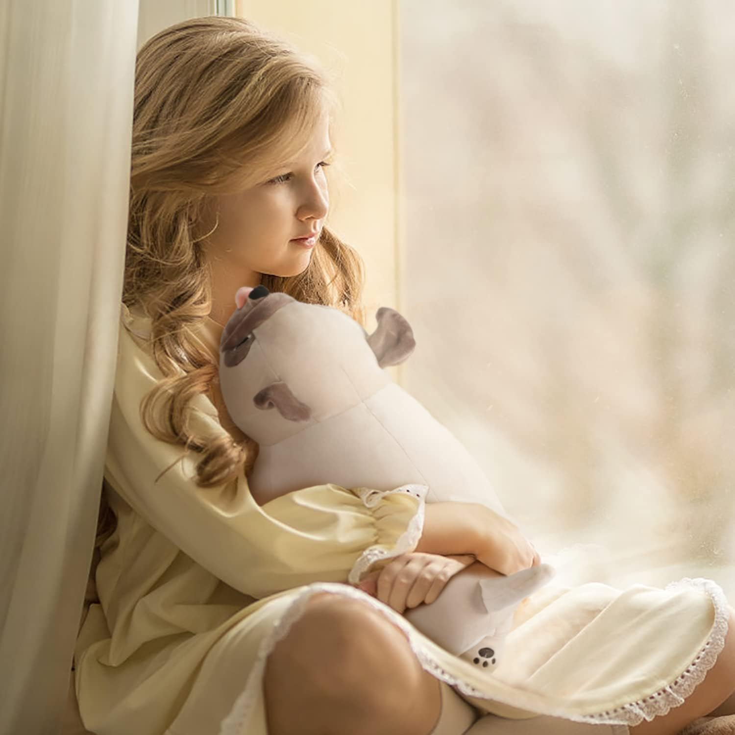 Bulldog Plush Toy, 20" Stuffed Animal Throw Plushie Pillow Doll, Soft Fluffy Puppy Dog Hugging Cushion - Present for Every Age & Occasion image number 2