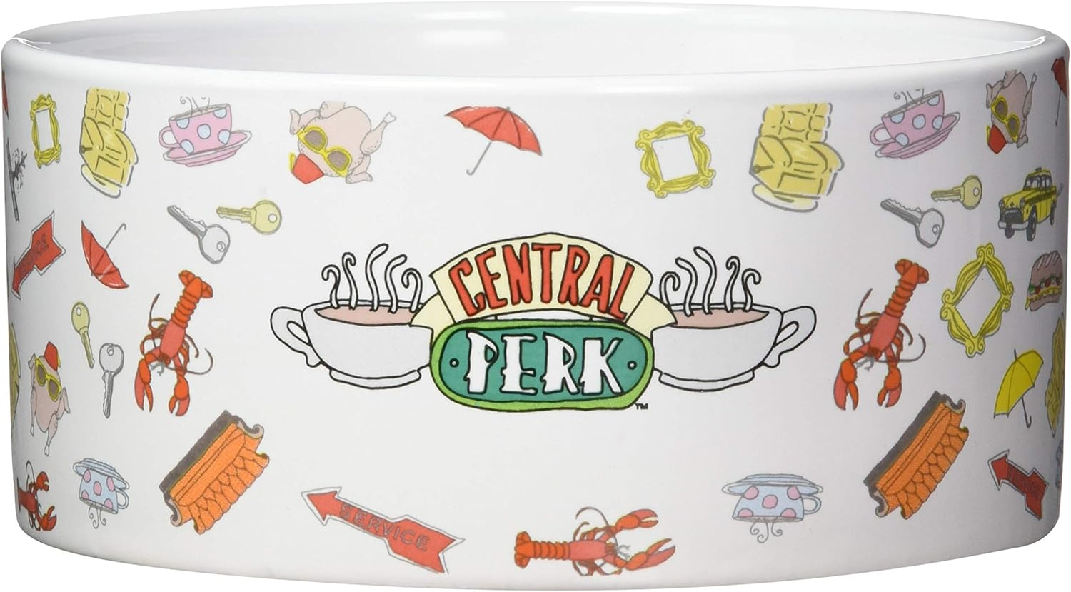 Warner Bros Friends TV Show Joey Doesn'T Share Food Ceramic Dog Food Bowl, 6 in | White Dog Bowl, Friends TV Merchandise for Friends Fans | Dog Water Bowl or Dog Food Bowl for Wet or Dry Food image number 1