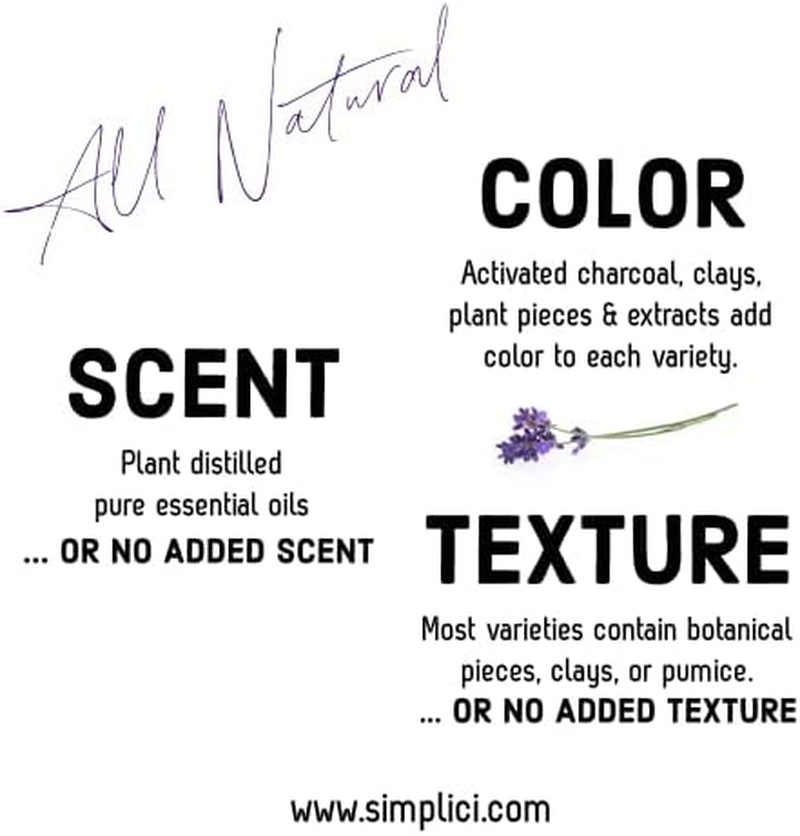 Simplici Activated Charcoal Unscented Bar Soap. Bulk 6 Pack. Palm Oil Free. with 15% Coconut Oil.