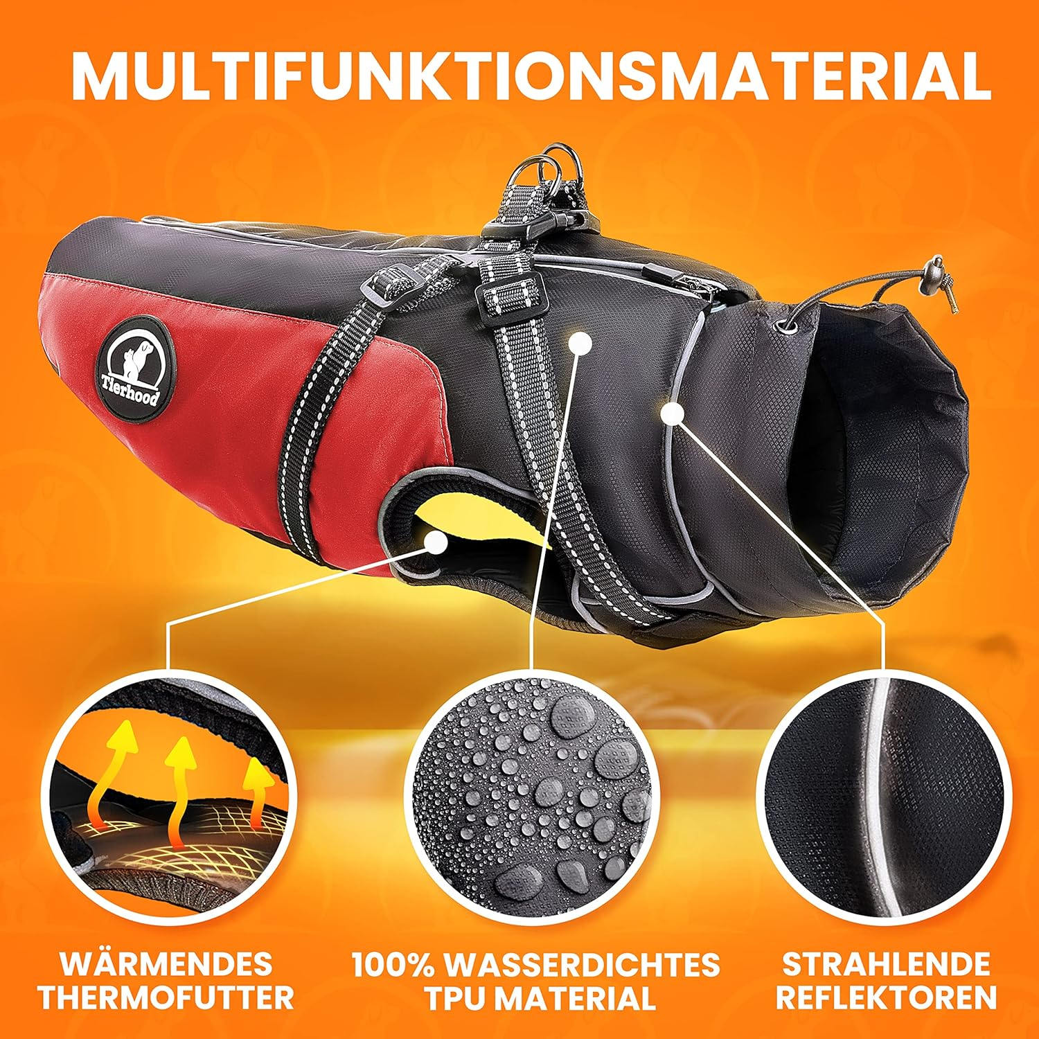 TIERHOOD - Waterproof Dog Raincoat [Includes Harness] &ndash; Dog Raincoat &ndash; [Includes Reflectors] &ndash; Rain Jacket Dog &ndash; Dog Coat Rain Coat &ndash; Raincoat for Dogs &ndash; Dog Raincoat Waterproof image number 5