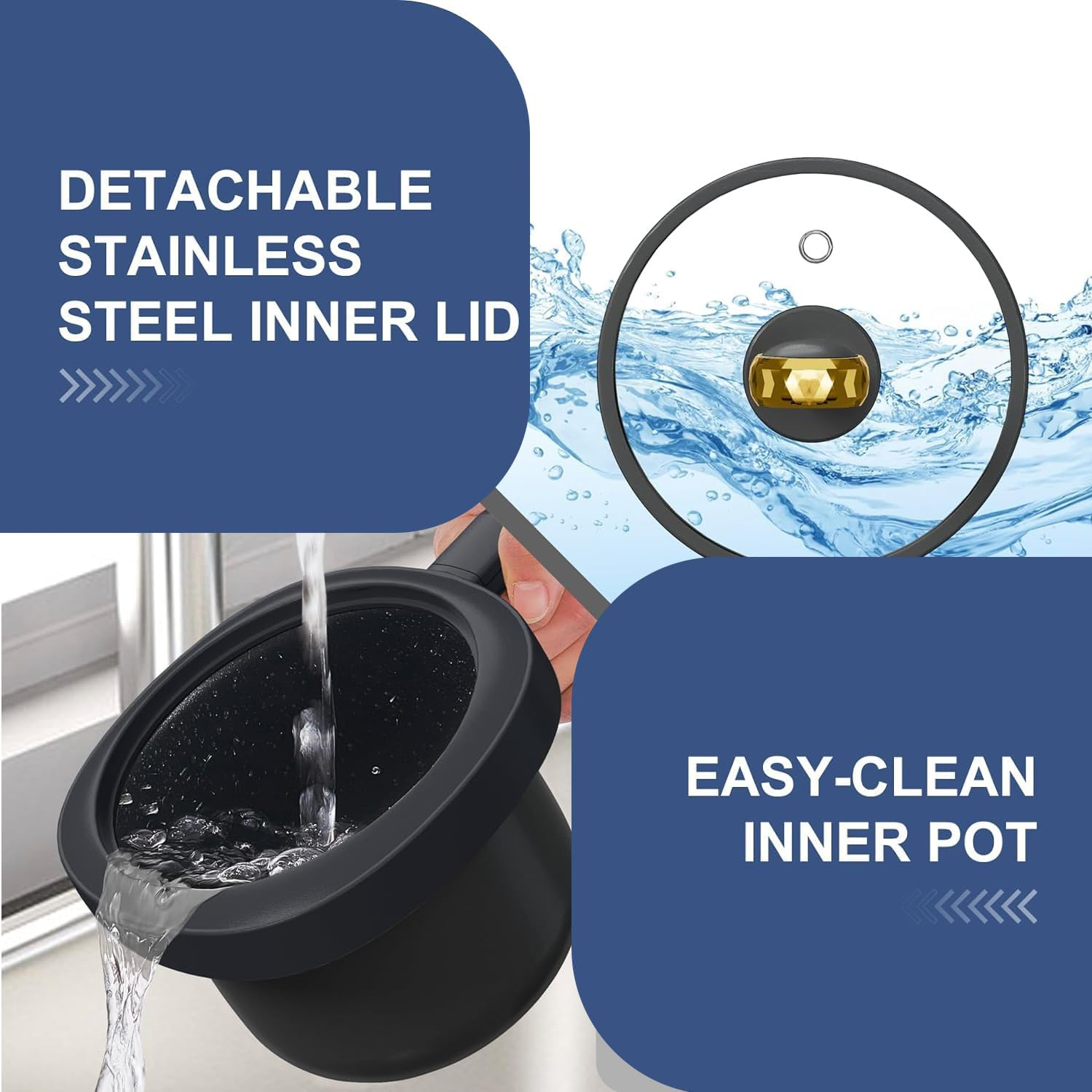 Rice Cooker Small, 2-Cups Uncooked, 1.2L Mini Rice Cooker with Non-Stick Coating, BPA Free, Portable Rice Maker with One Touch & Keep Warm Function, White image number 4