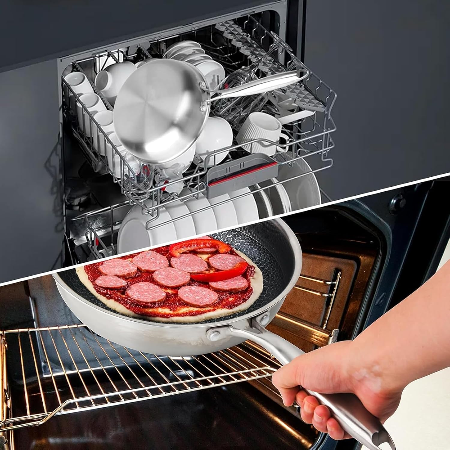 Hybrid Nonstick Frying Pan, 28Cm, Stay-Cool Handle, Dishwasher and Oven-Safe, Induction Ready, Compatible with All Cooktops image number 4