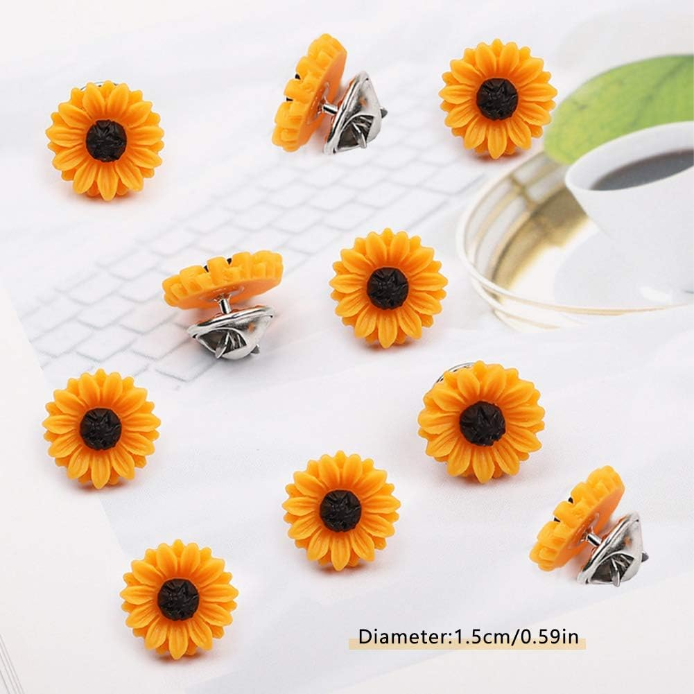 Joyci 10-Pack Women Brooch Lapel Pins Novelty Sunflower Daisy Safety Push Pin Buckle for Shirt Hat Cardigan Sweater Decorate Tie Tacks Pin Back Clutch
