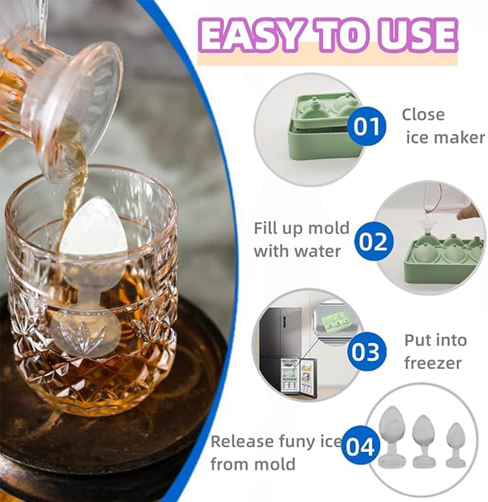 Adult Novelty Ice Cube Trays, Adult Prank Ice Cube Mold,Large Thicked Silicone Fun Shapes Ice Mold for Whiskey Cocktails,Brandy and Juice Beverages (Blue) image number 2