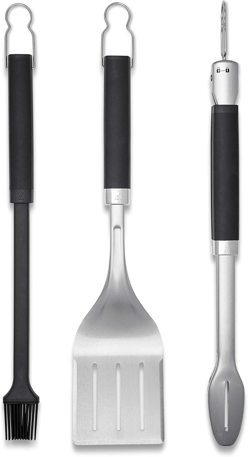Weber Stainless Steel BBQ 3-Piecetool Set - Tongs, Spatula, Basting Brush image number 1