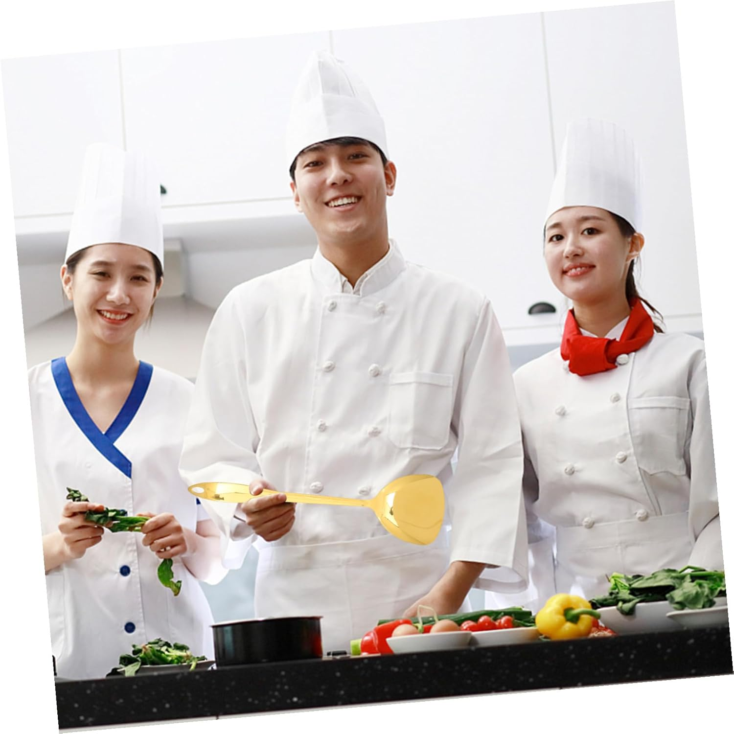 Stainless Steel Kitchen Utensil Set Gold Cooking Spatula and Scoop Kit Ergonomic Design Dishwasher Safe Tools for Stir-Frying and Braising image number 3