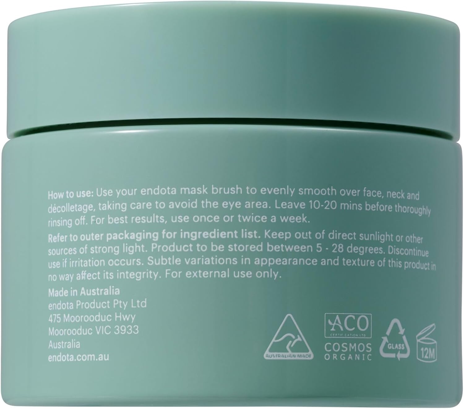 Endota Organics Charcoal Detox Mask 50 G, Detoxify and Revitalise Your Skin with This Ph-Balanced Charcoal Mask. image number 1