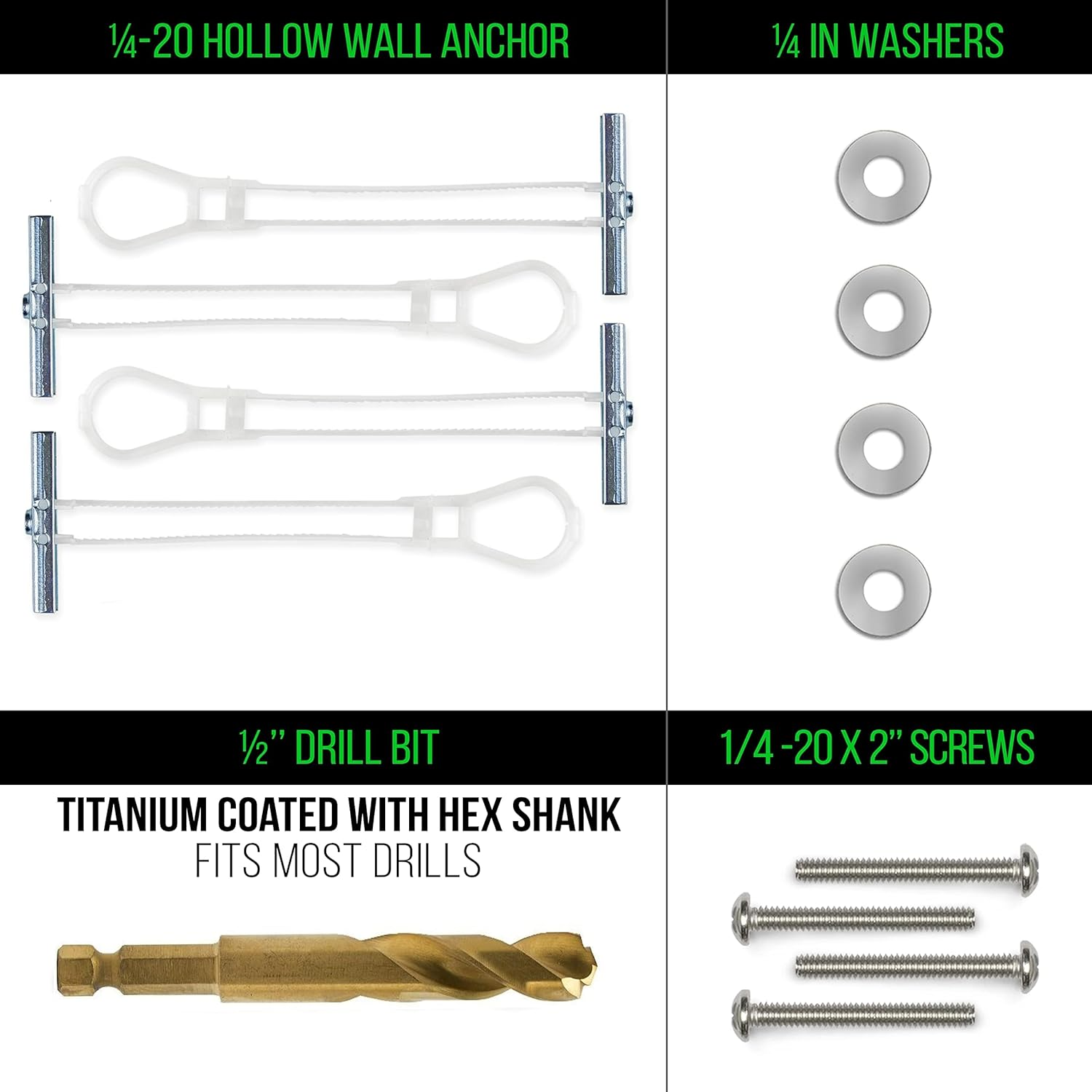 Condomounts MSK9010 Steel Stud TV Mounting Kit | Wall Mount VESA Mount Screws, Anchors & Titanium Drill Bit | Heavy Duty TV Mounting Hardware Kit Supports 200Lbs image number 5