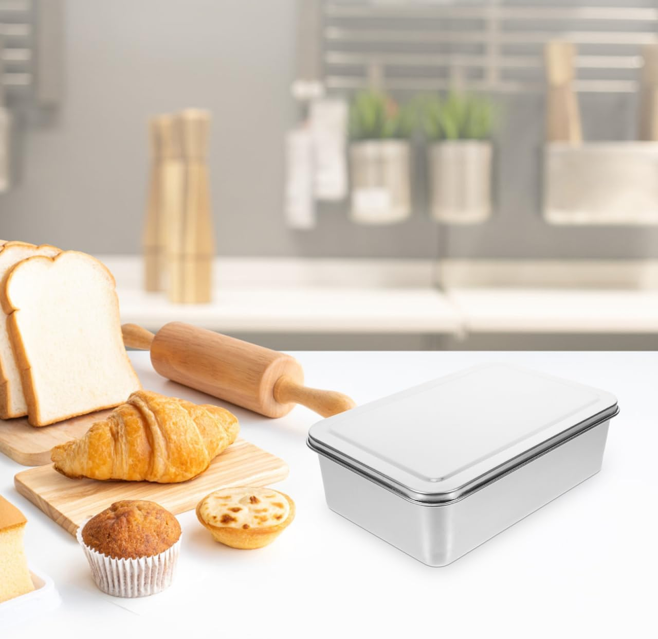 Alipis Stainless Steel Baking Pan with Lid Rectangle Cake Pan Lasagna Pan Metal Baking Tray Cake Box Bakeware for Brownies Cake image number 5