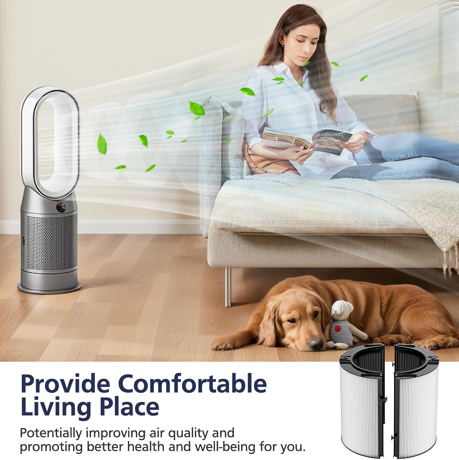 2-In-1 Filter Replacement Filter Compatible with Dyson HP04 TP04 DP04 PH04 HP09 TP09 HP07 TP07 HP06 TP06 Air Purifier, Upgrade 2-IN-1 HEPA + Carbon Filter (Upgraded), Black,1 Pack image number 2