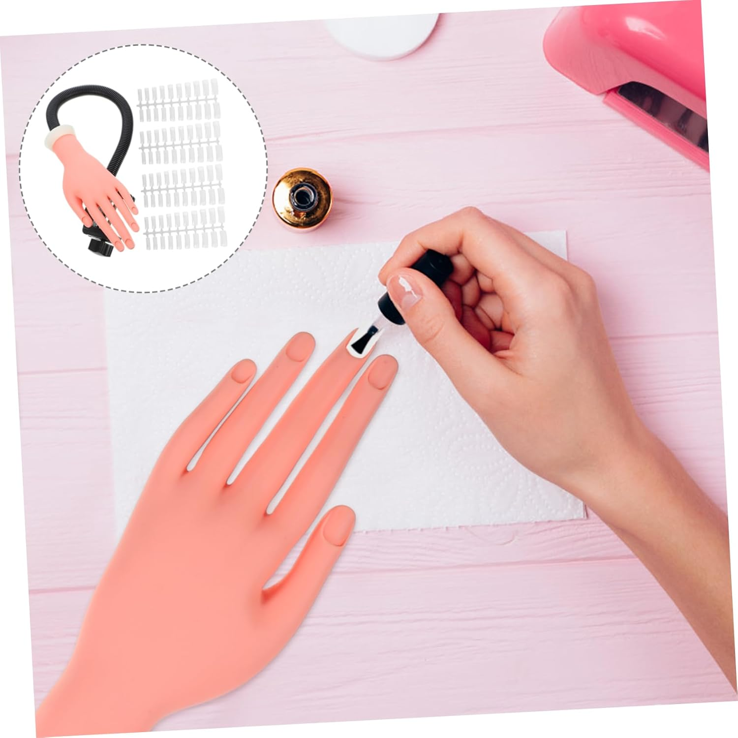 Vaguelly 100Pcs Practice Hand Model for Nail Art Silicone Prosthetic Hand Nail Tips image number 1