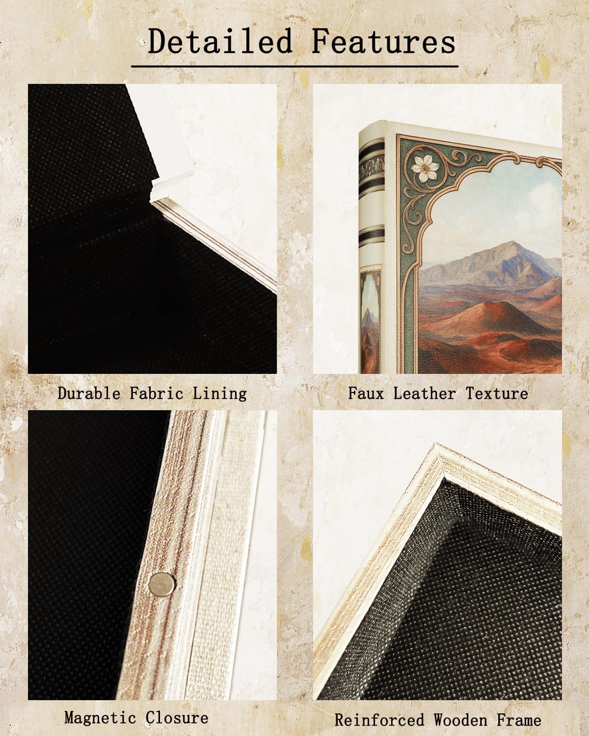 Decorative Wooden Book Box - Vintage Faux Book Boxes with National Park Design, Secret Storage with Magnetic Closure, Leather Cover, Perfect for Home Office Bookshelf (1 X Haleakala) image number 5