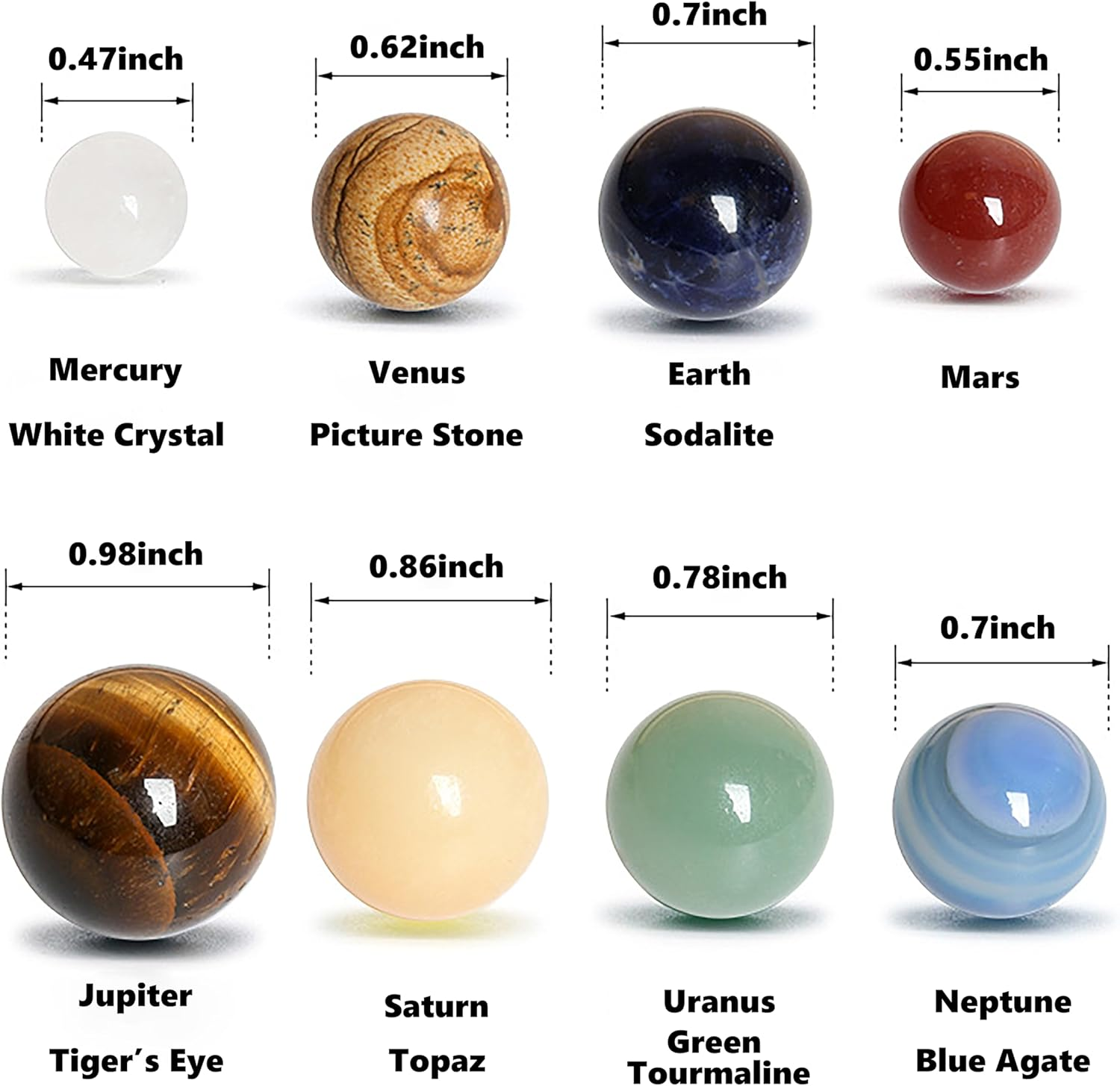 Natural Gemstone Solar System Model Kit, 8 Planet Chakra Healing Crystal Ball Set for Space Decor, Meditation, and Gifts, Unique Celestial Design for Astronomy Enthusiasts, Home Office Desk Decoration image number 6