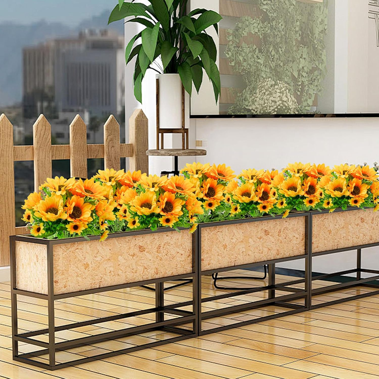 Bacucine 6PCS Artificial Sunflower Bouquets Fake Flowers Silk Sunflowers Faux Yellow Flowers for Home Wedding Table Party Garden Decor