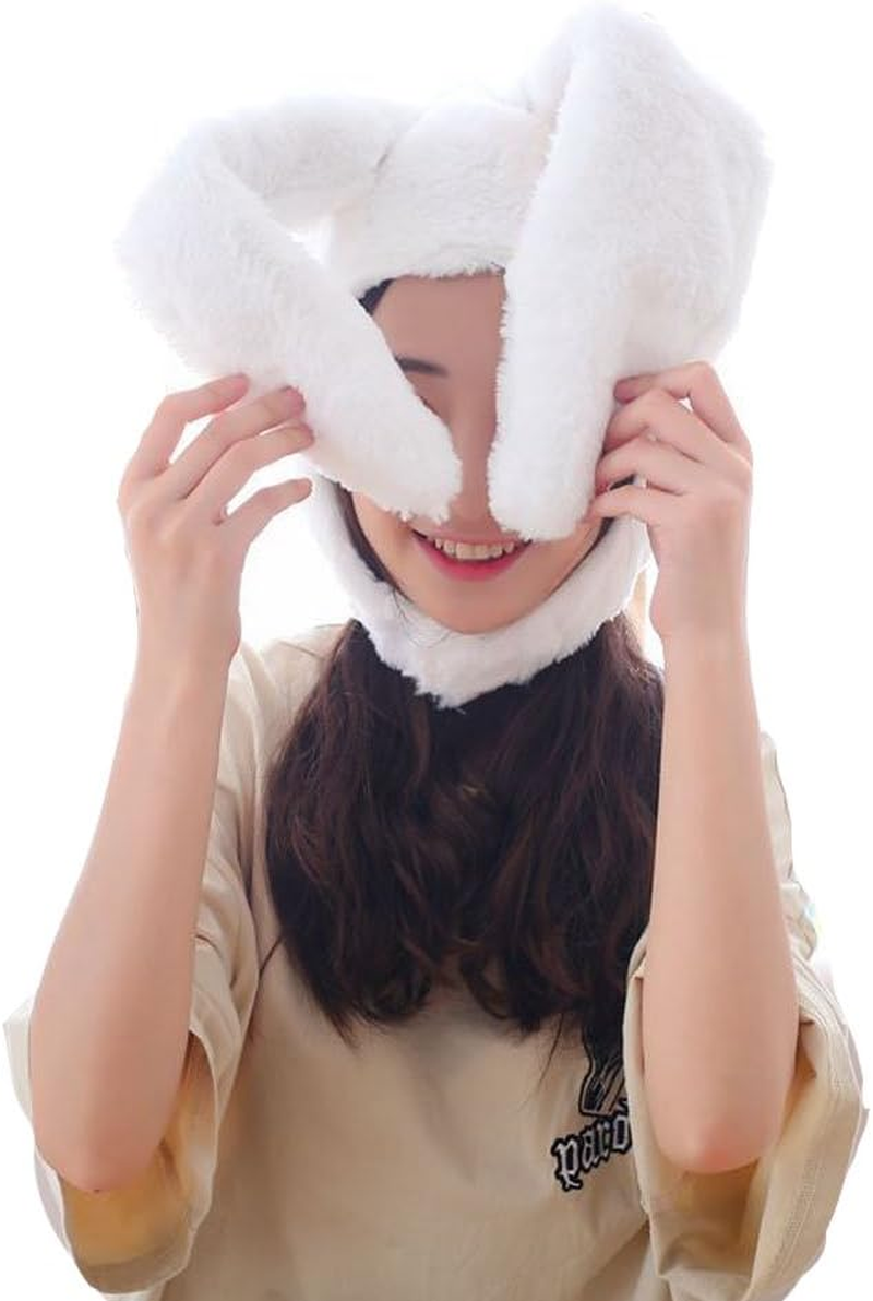 Plush Fun Bunny Ears Hood Women Costume Hats Christmas Gift Warm Soft and Cozy image number 4