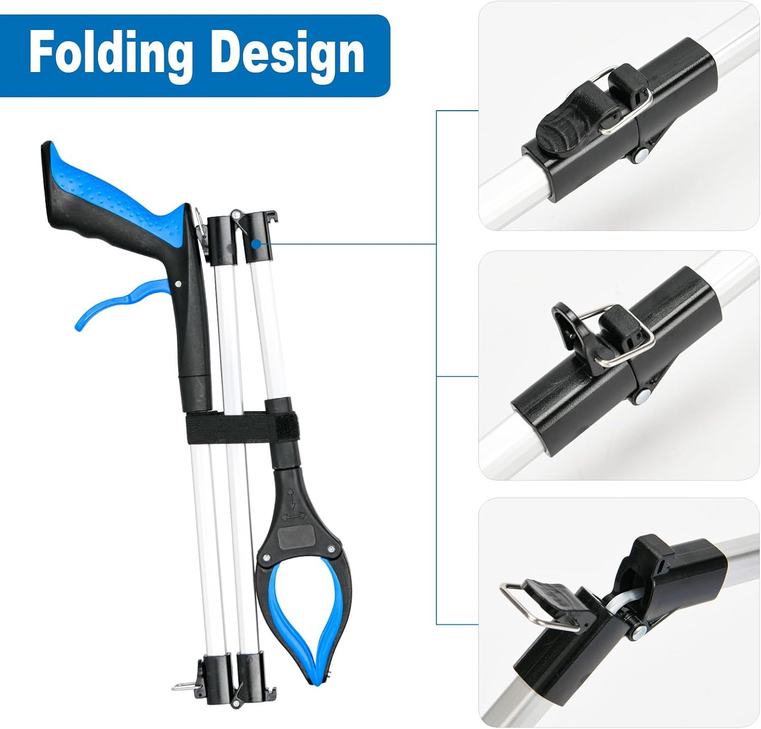 43 Inch Extra Long Grabber Tool,Foldable Pick up Stick with Strong Grip Magnetic,360&deg;Rotating Anti-Slip Jaw,Trash Claw Grabber Tool,Trash Picker Tool for Outdoor & Indoor(Blue) image number 5
