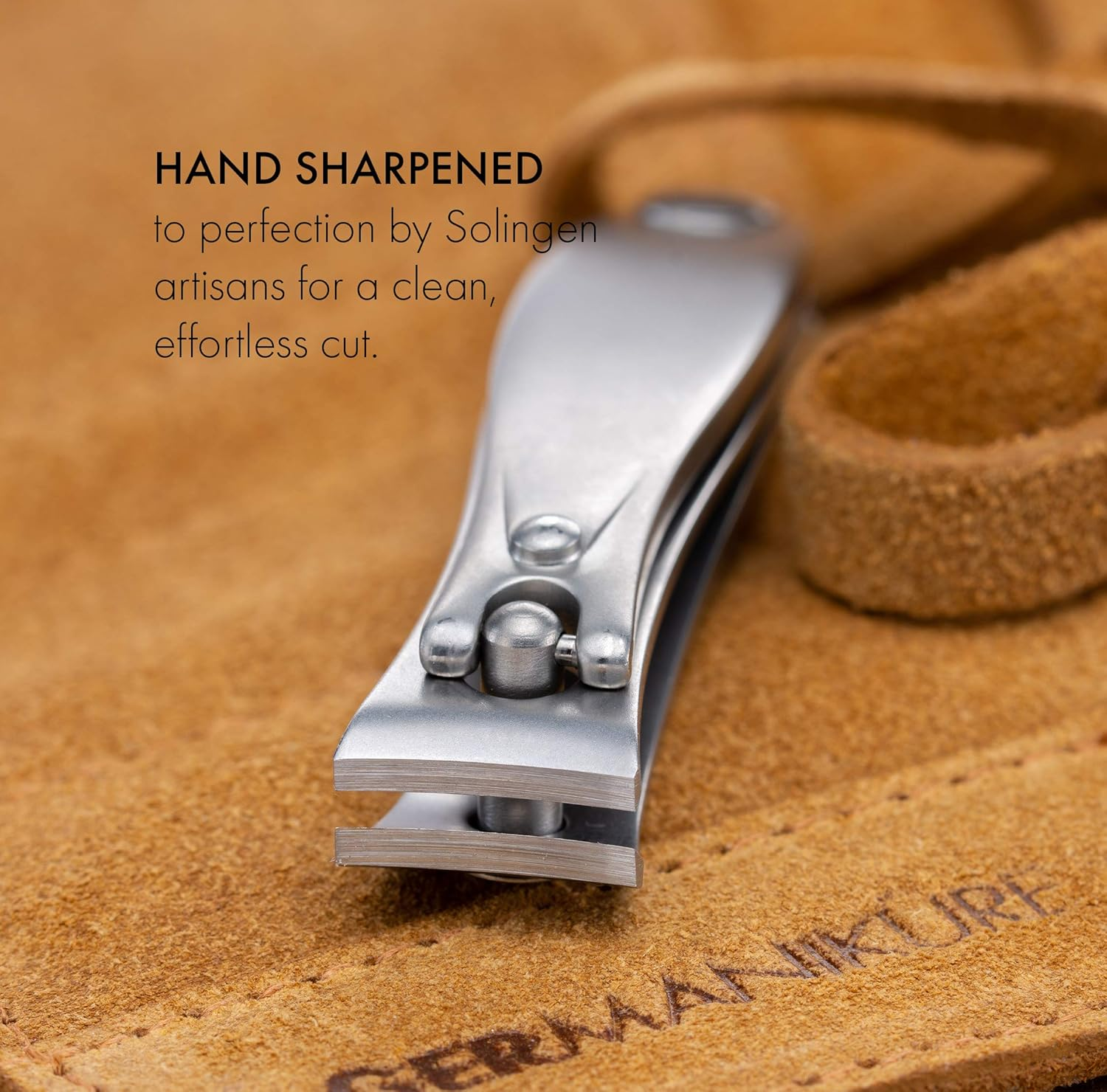 GERMANIKURE 4Pc Manicure Set in Black Leather Case - Made in Solingen Germany, FINOX Stainless Steel Tools &ndash; Professional Quality Compact Nail Grooming Kit - Magenta Leather image number 7