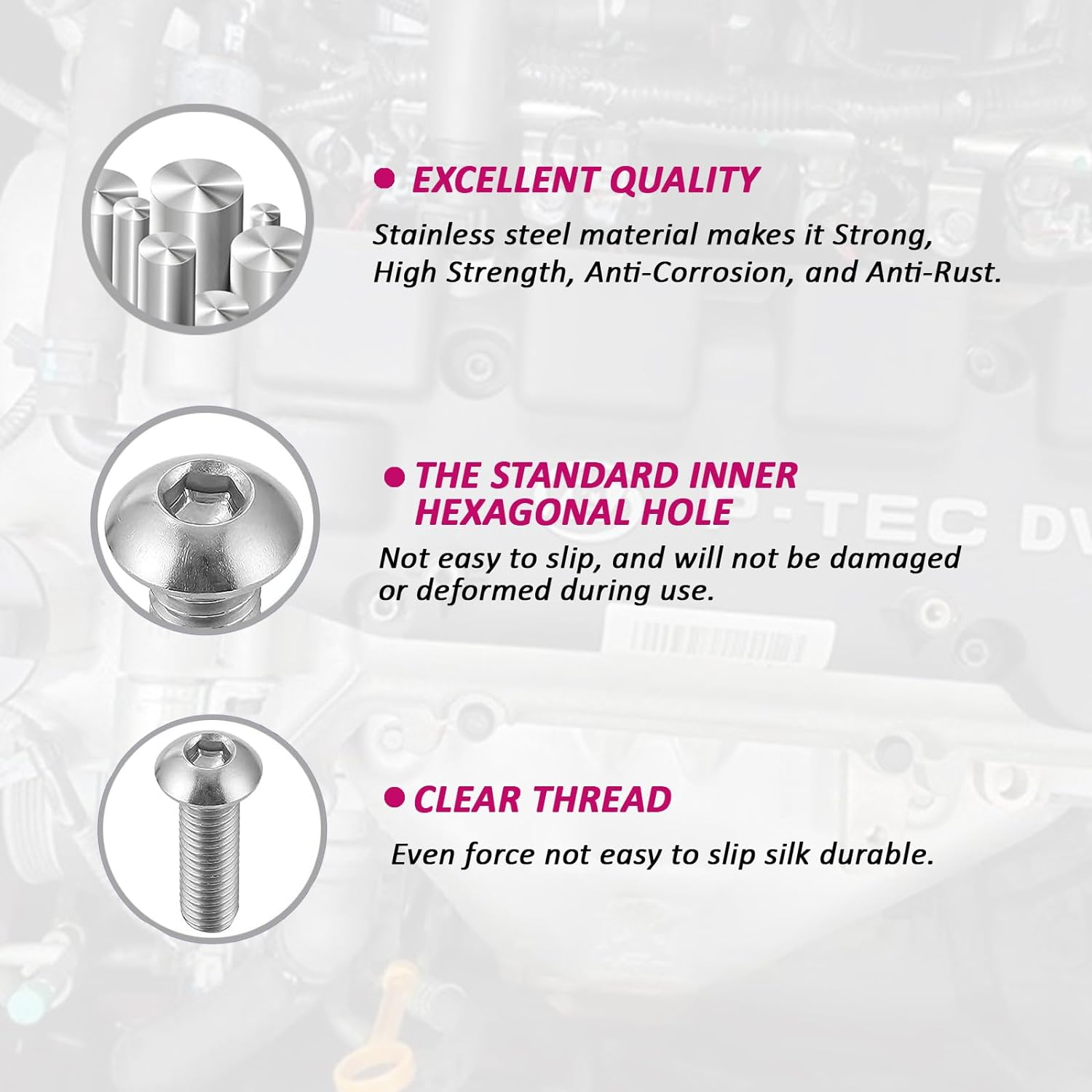 Fullfun 510PCS M3 M4 M5 Button Head Socket Cap Screw Bolts Nuts Assortment Kit, 304 Stainless Steel Metric Screws with 3PCS Allen Wrenches, Allen Socket Hex Drive Machine Screws Set image number 5