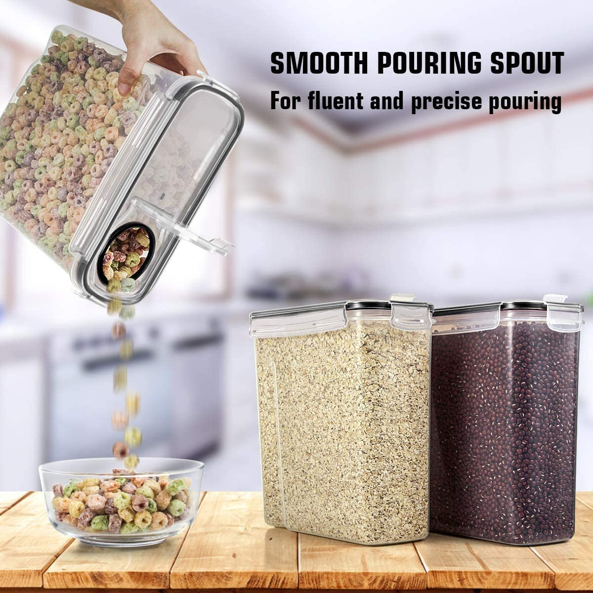 Wildone Cereal Container Set, Food Storage Containers [Set of 4] Large Airtight Storage Keeper 4L(135.2Oz), Leak-Proof & BPA Free, Great for Cereal, Flour, Sugar, Baking Supplies image number 1
