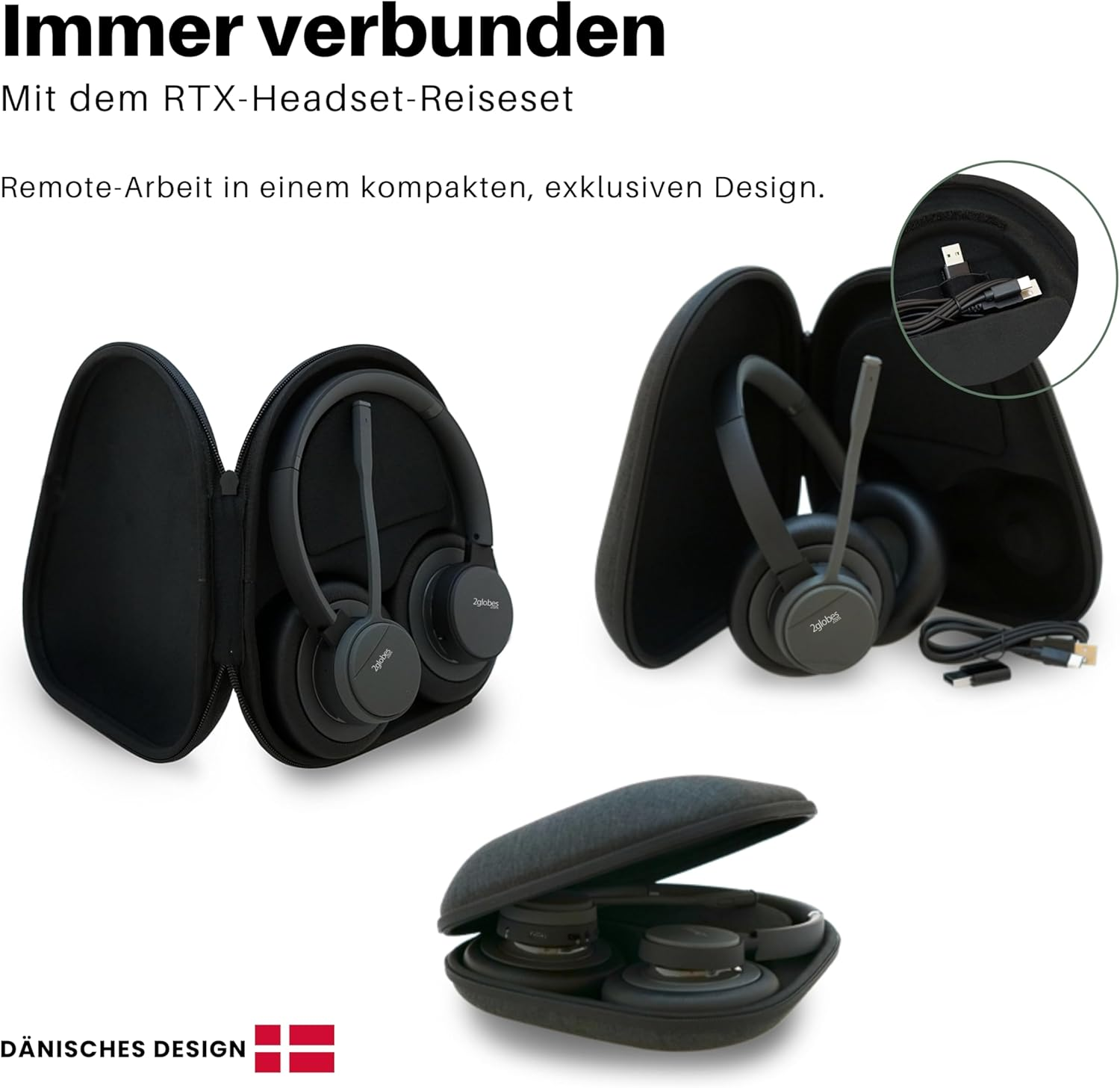 2Globes Hybrid X.5: Advanced DECT & Bluetooth Stereo Headset with ANC - USB-C Connectivity - Black image number 5